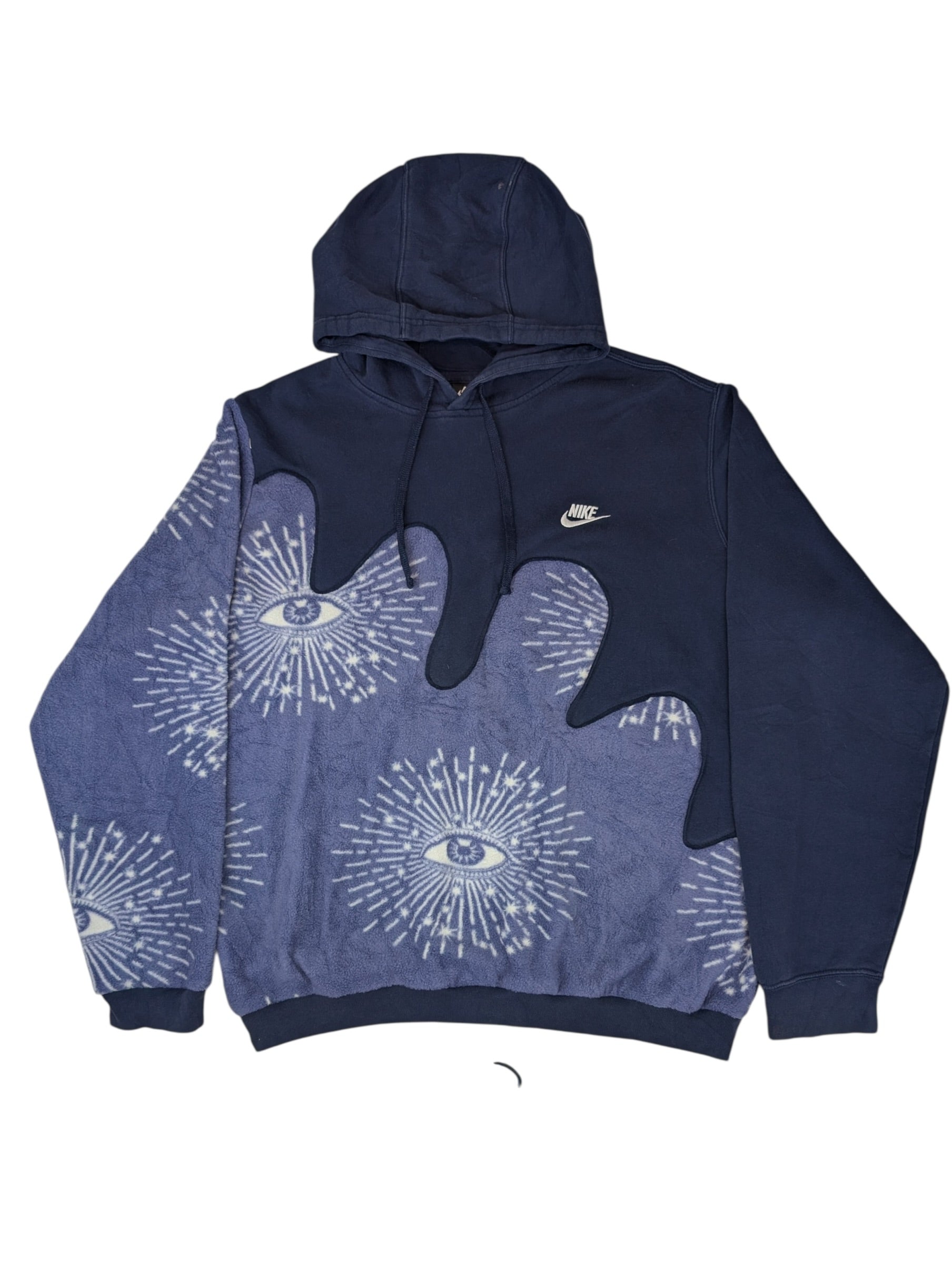 Nike Upcycling Bluza z Kaptutem custom z koca vintage boxy oczy Illuminati