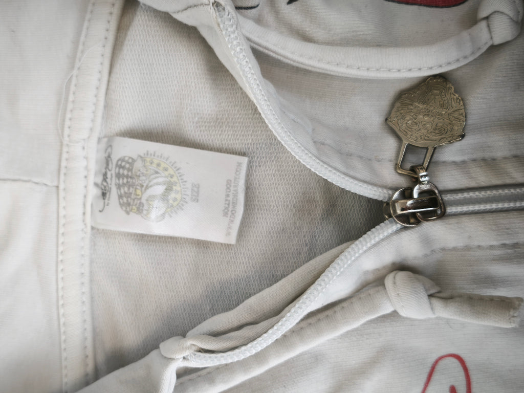 Ed Hardy Rare Bluza z kapturem rozpinana hoodie vintage y2k w serca błyszcząca bling Christian audigier