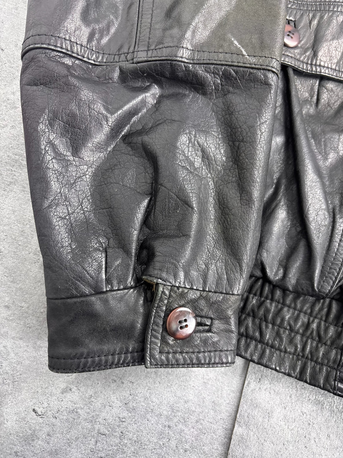 90s Leather Bomber Jacket Flight Skórzana Kurtka Naturalna Rozpinana