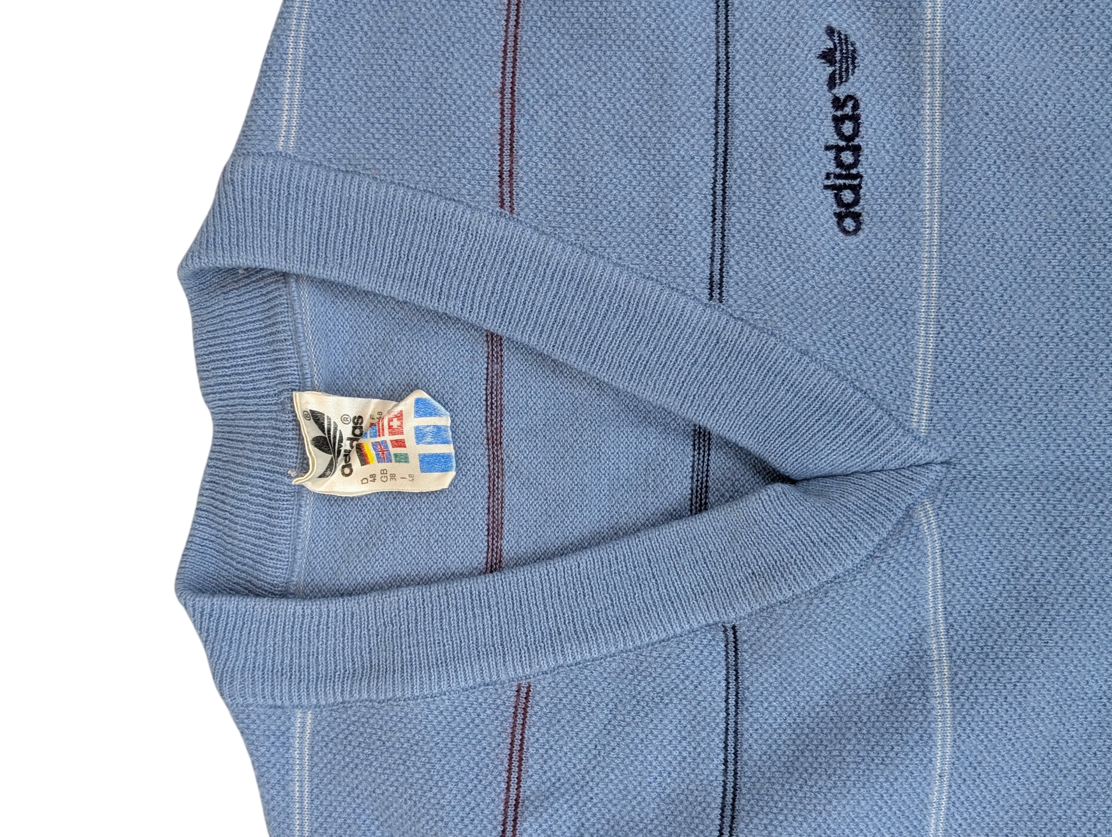 80s Sweter Adidas Originals Kamizelka Trefoil logo vest w paski vintage