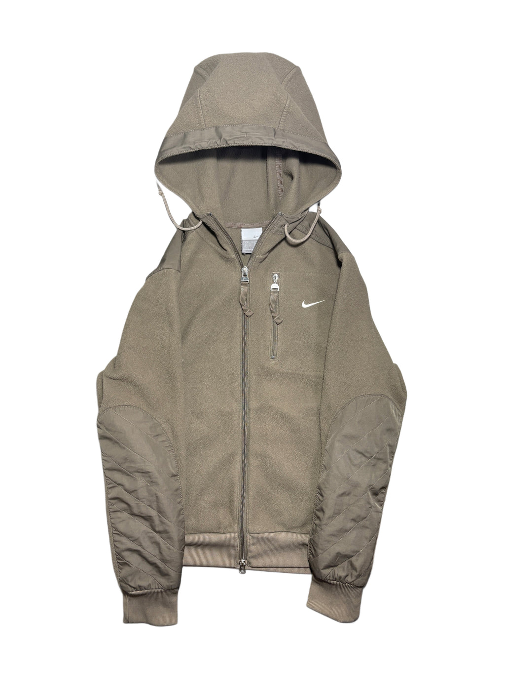 Nike 2000s zip up hoodie polar bluza z kapturem khaki