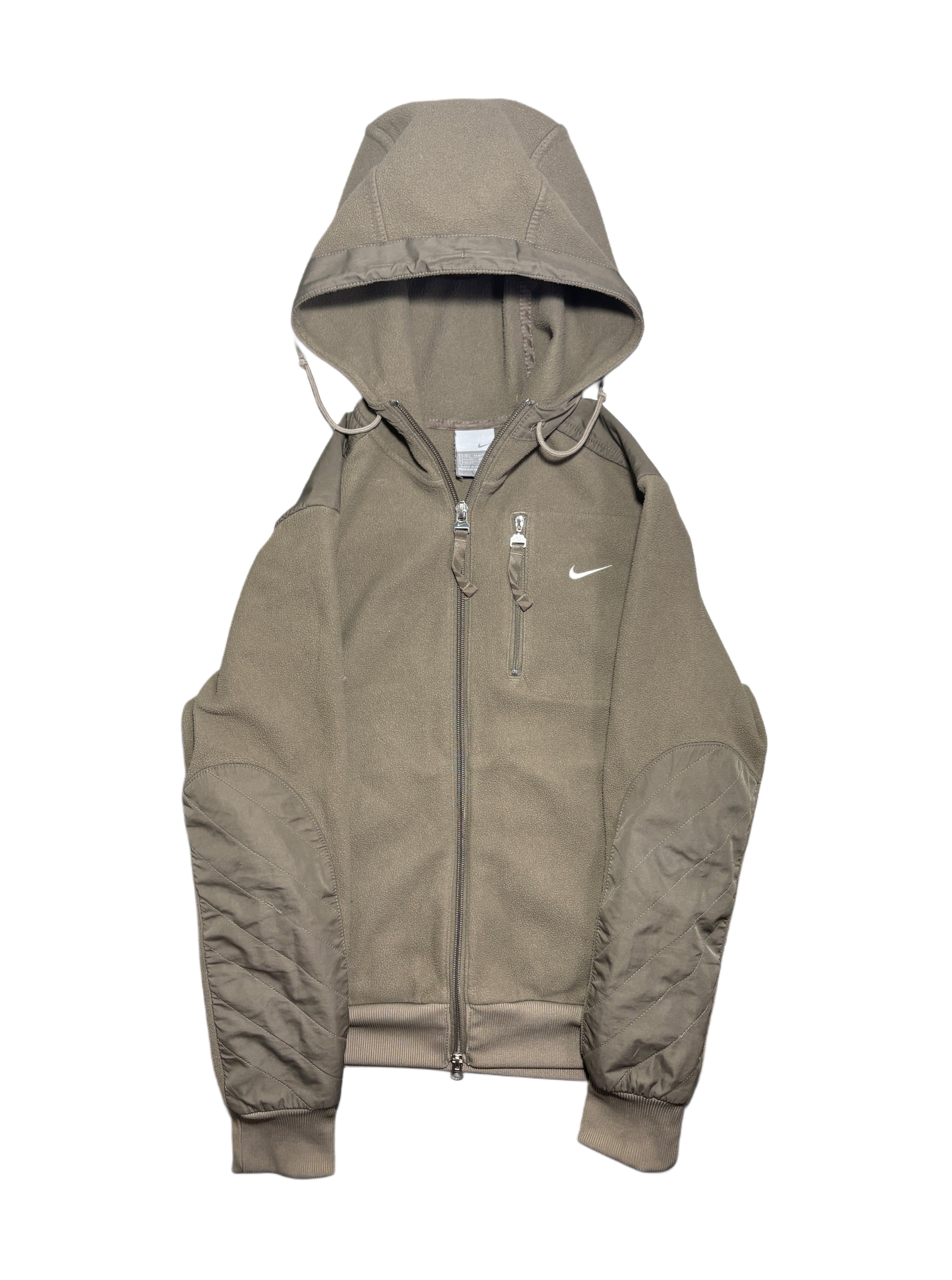 Nike 2000s zip up hoodie polar bluza z kapturem khaki