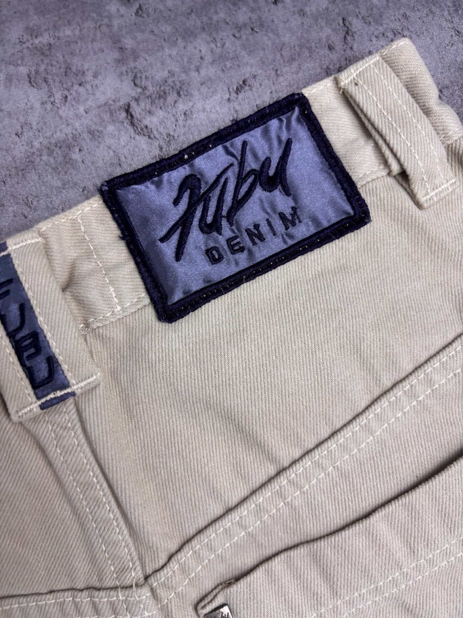 FUBU Y2K Carpenter Pants Jeans Beige Baggy Spodnie Skater 00s Workwear