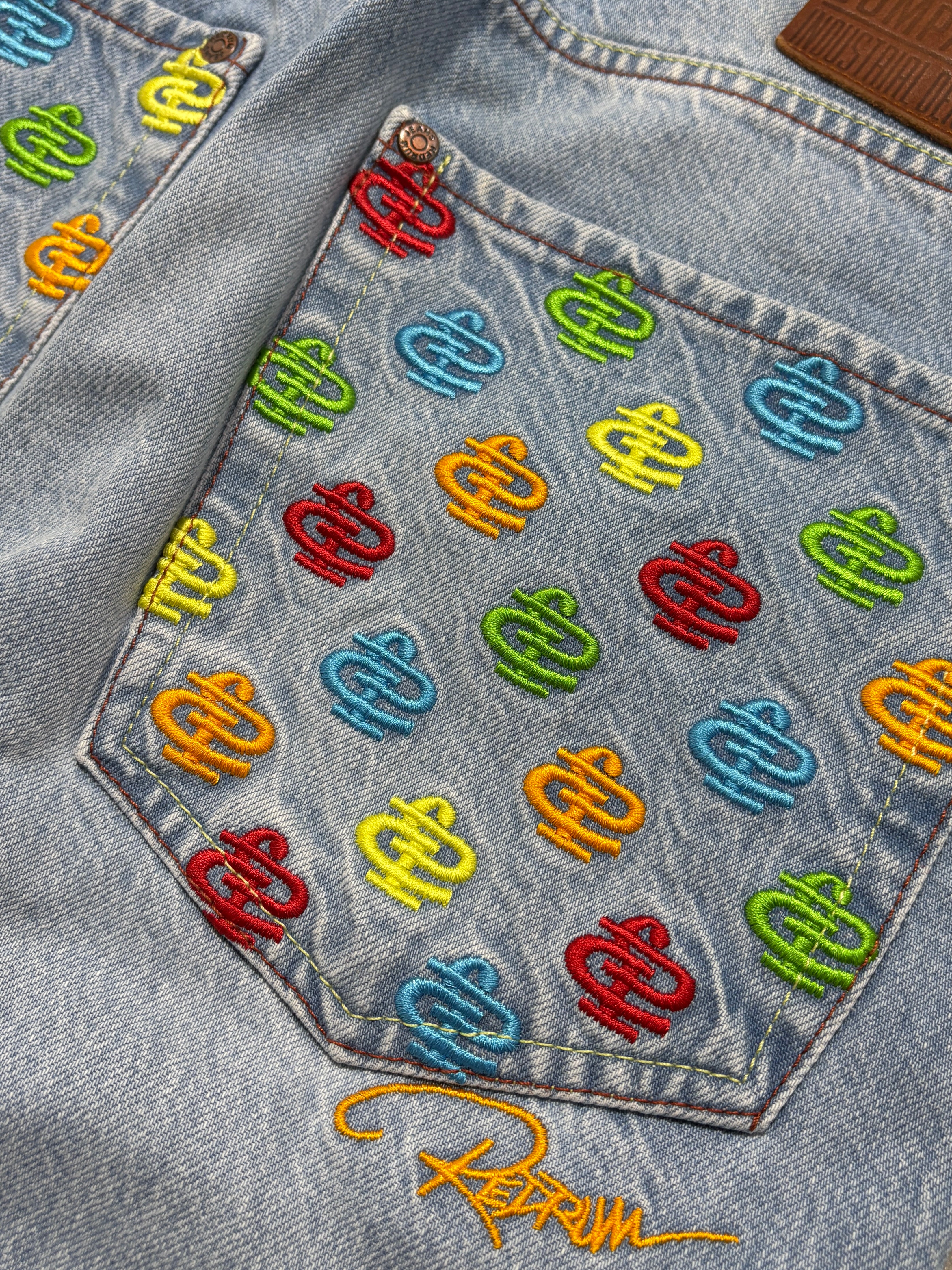 2000S Red Rum jeans baggy swag nadruki
