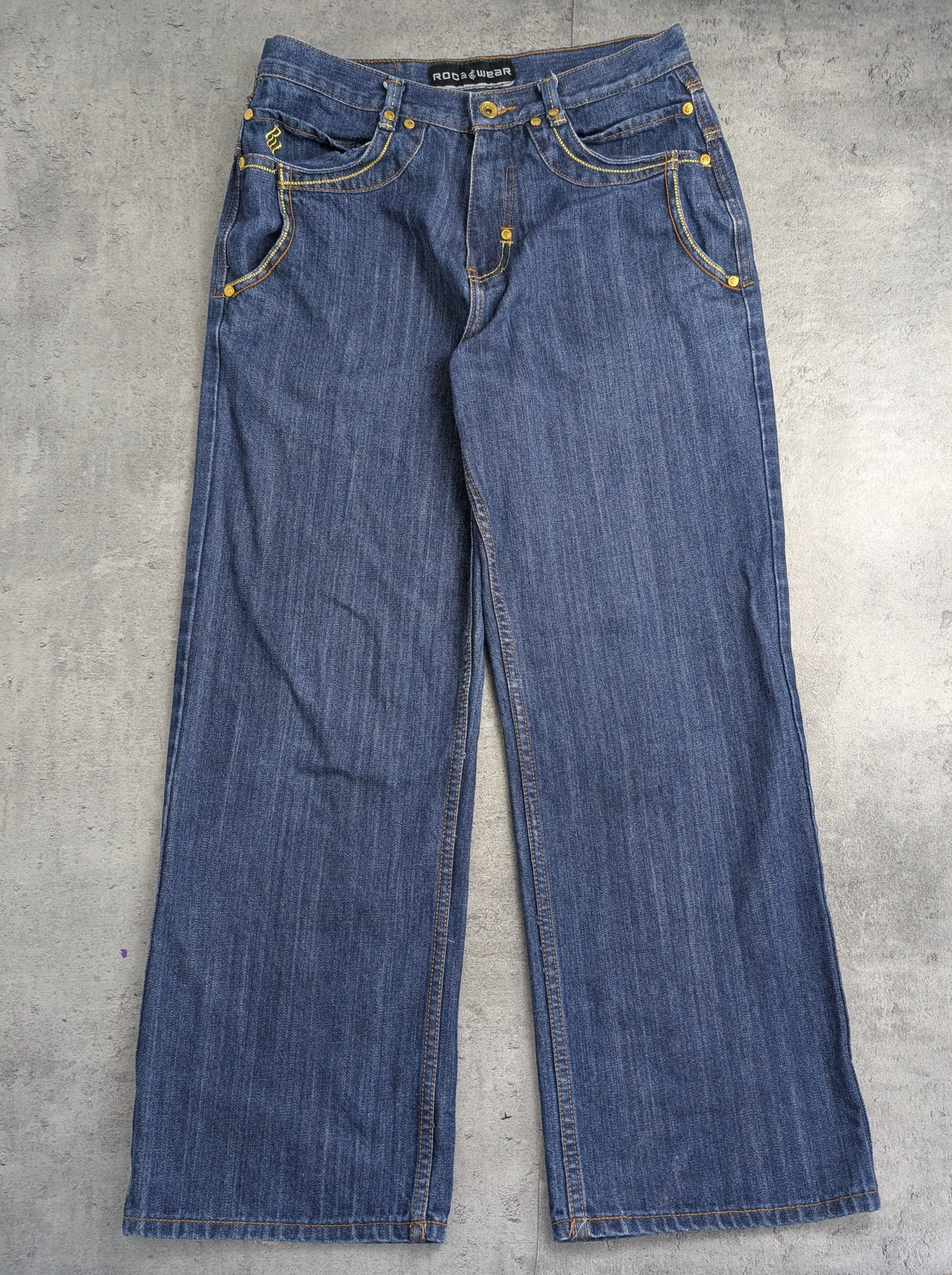Rocawear Skull Embroidery Baggy Jeans Spodnie Jeansowe Y2K Vintage 2000s