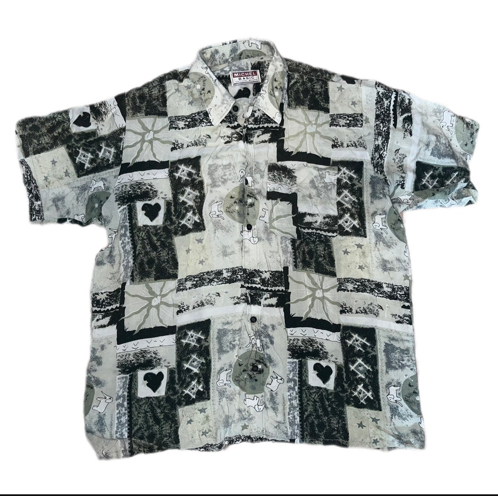 Hippie Short Sleeve Hawaiian Shirt Vintage 1990s hawajska koszula z krótkim rękawem viscoze 100% wiskoza