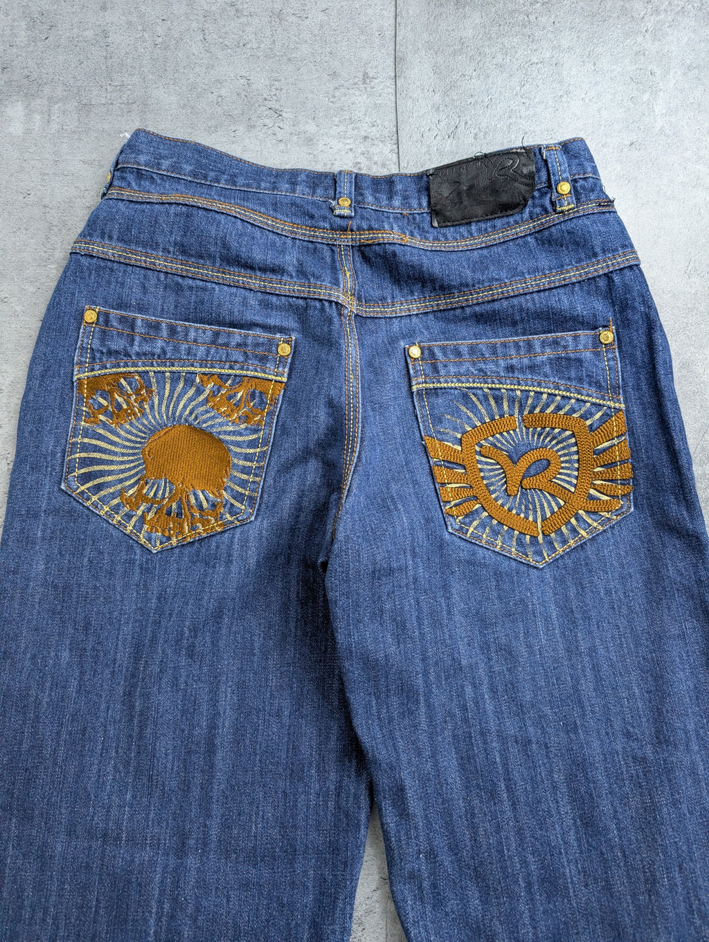 Rocawear Skull Embroidery Baggy Jeans Spodnie Jeansowe Y2K Vintage 2000s