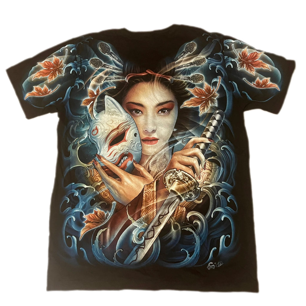 Overprint Geisha Fantasy Tattoo t-shirt Caballo dwustronna koszulka early 2000s