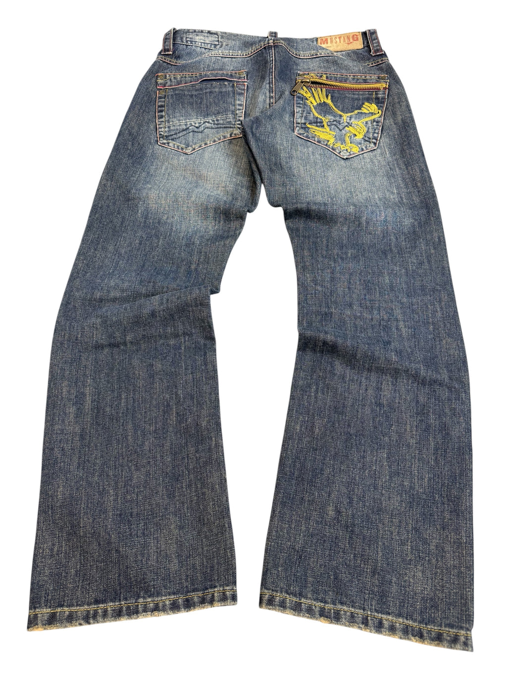Mustang Archieve Eagle Embroidery Y2K straight fit jeans spodnie jeansowe
