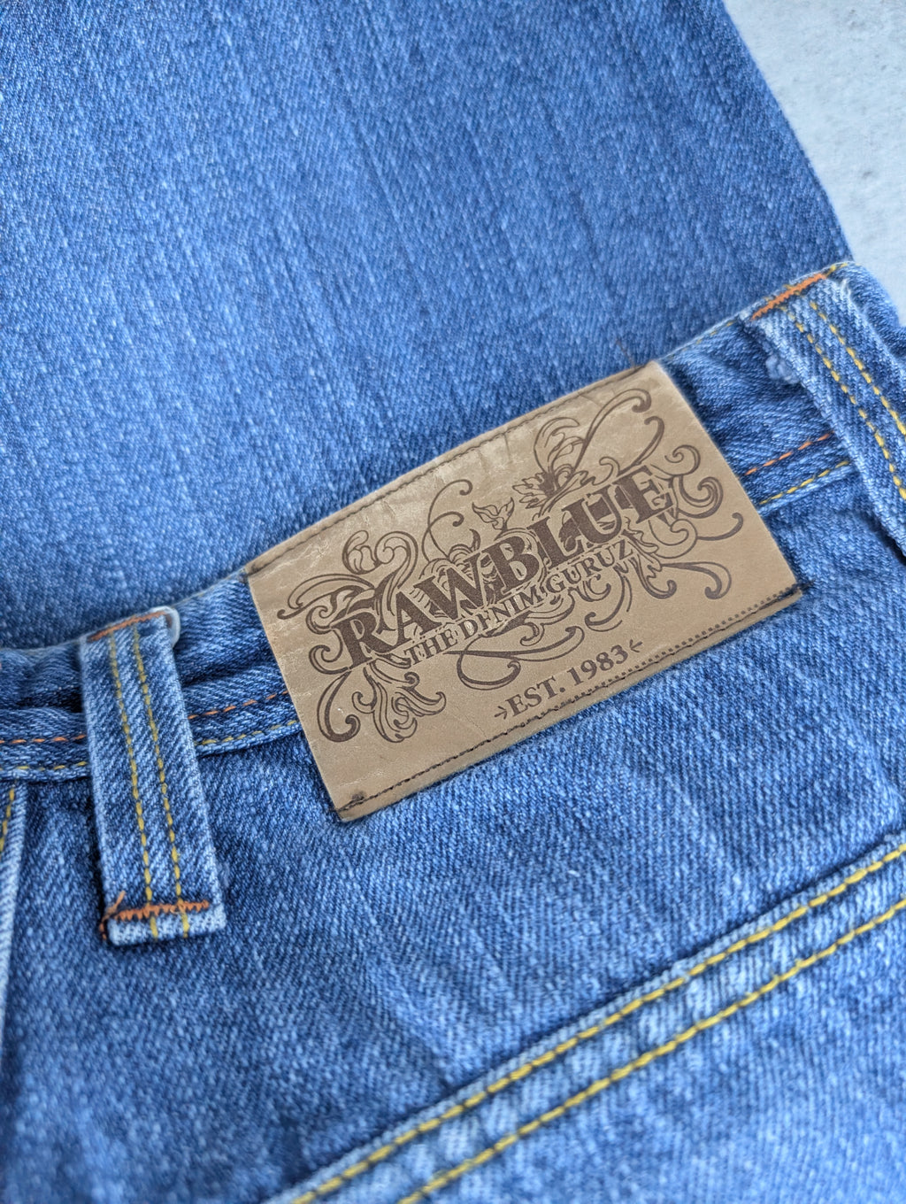 Raw Blue Dollar Sign Graphic Baggy Y2K Vintage Jeans Loose Fit HipHop RARE