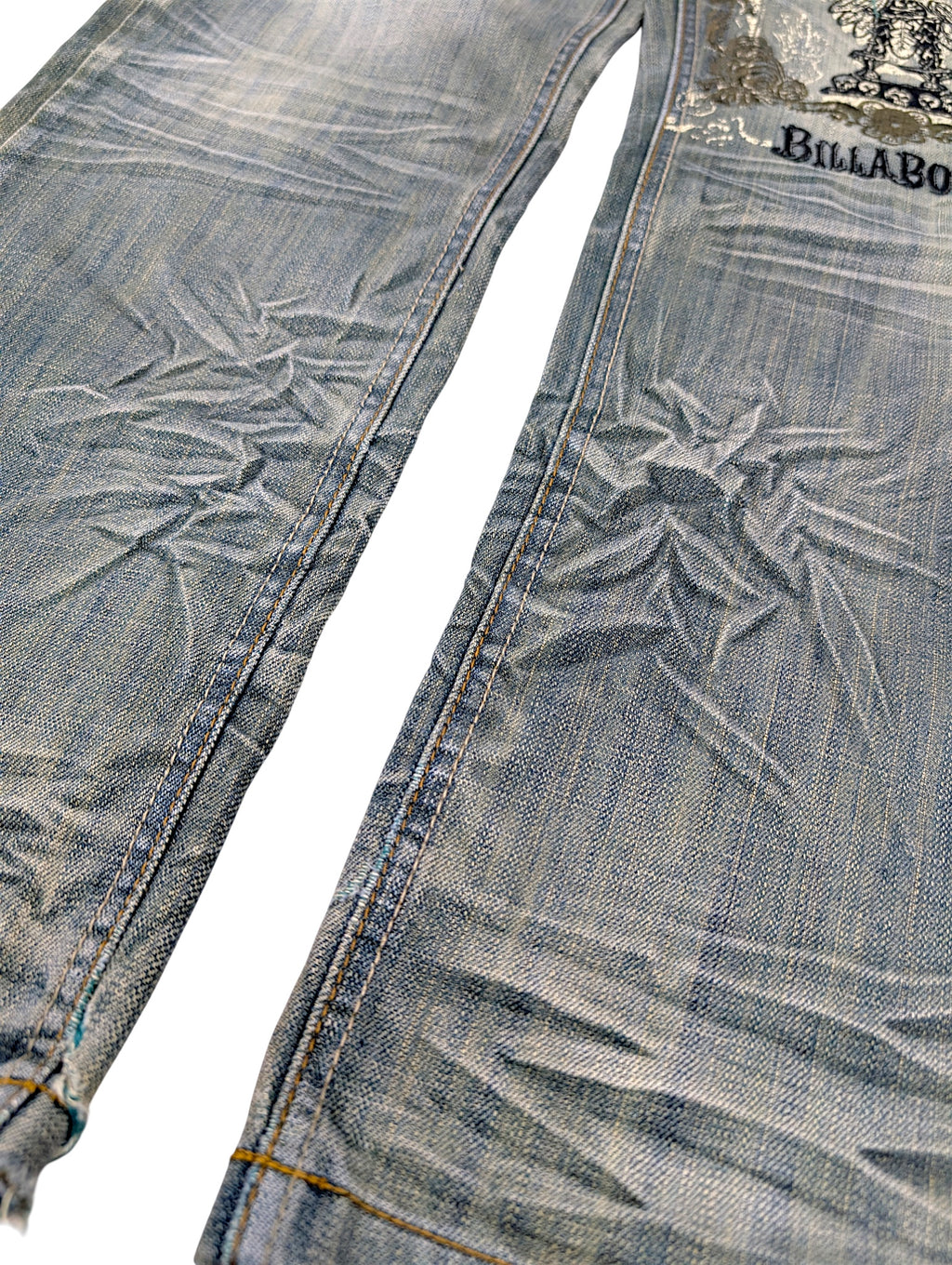 Vintage spodnie 90s billabong faded Y2K straight leg czaszki retro z przetarciami