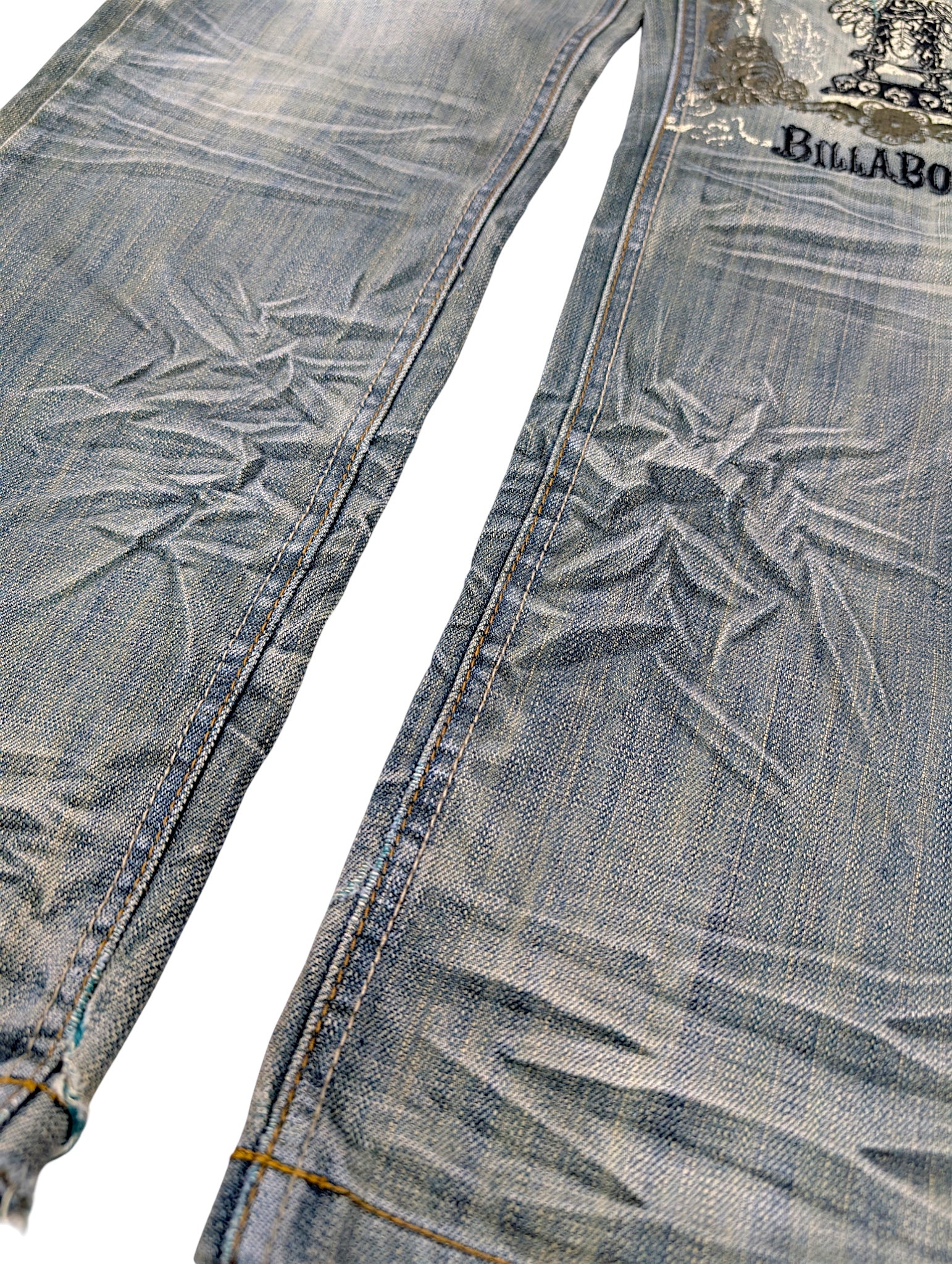 Vintage spodnie 90s billabong faded Y2K straight leg czaszki retro z przetarciami