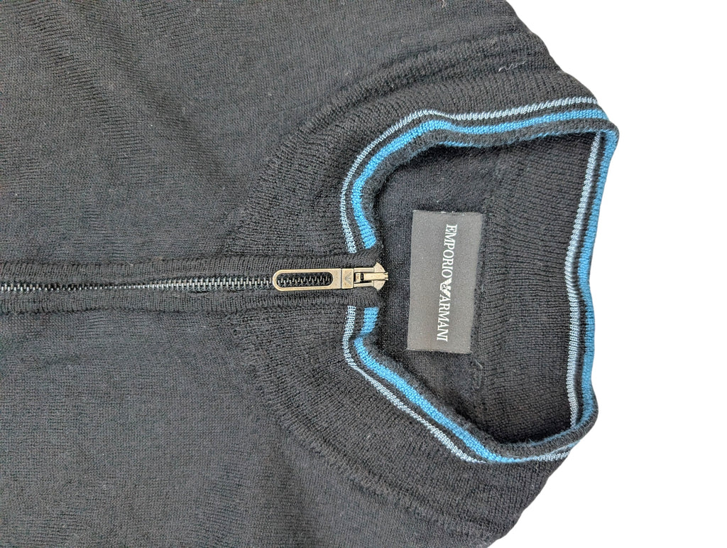 Emporio Armani Virgin Wool Old Money Preppy Rozpinany Wełniany Sweter Luksusowy