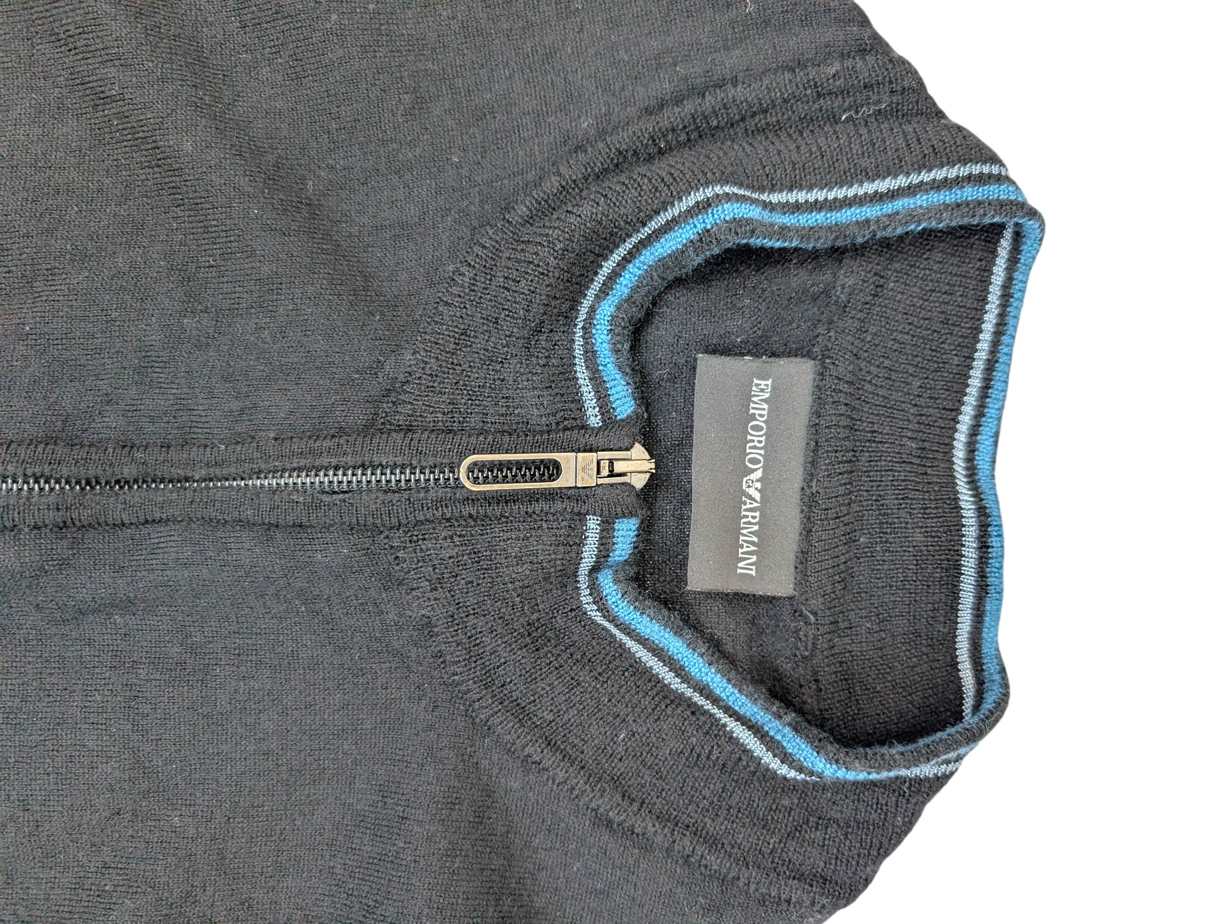 Emporio Armani Virgin Wool Old Money Preppy Rozpinany Wełniany Sweter Luksusowy