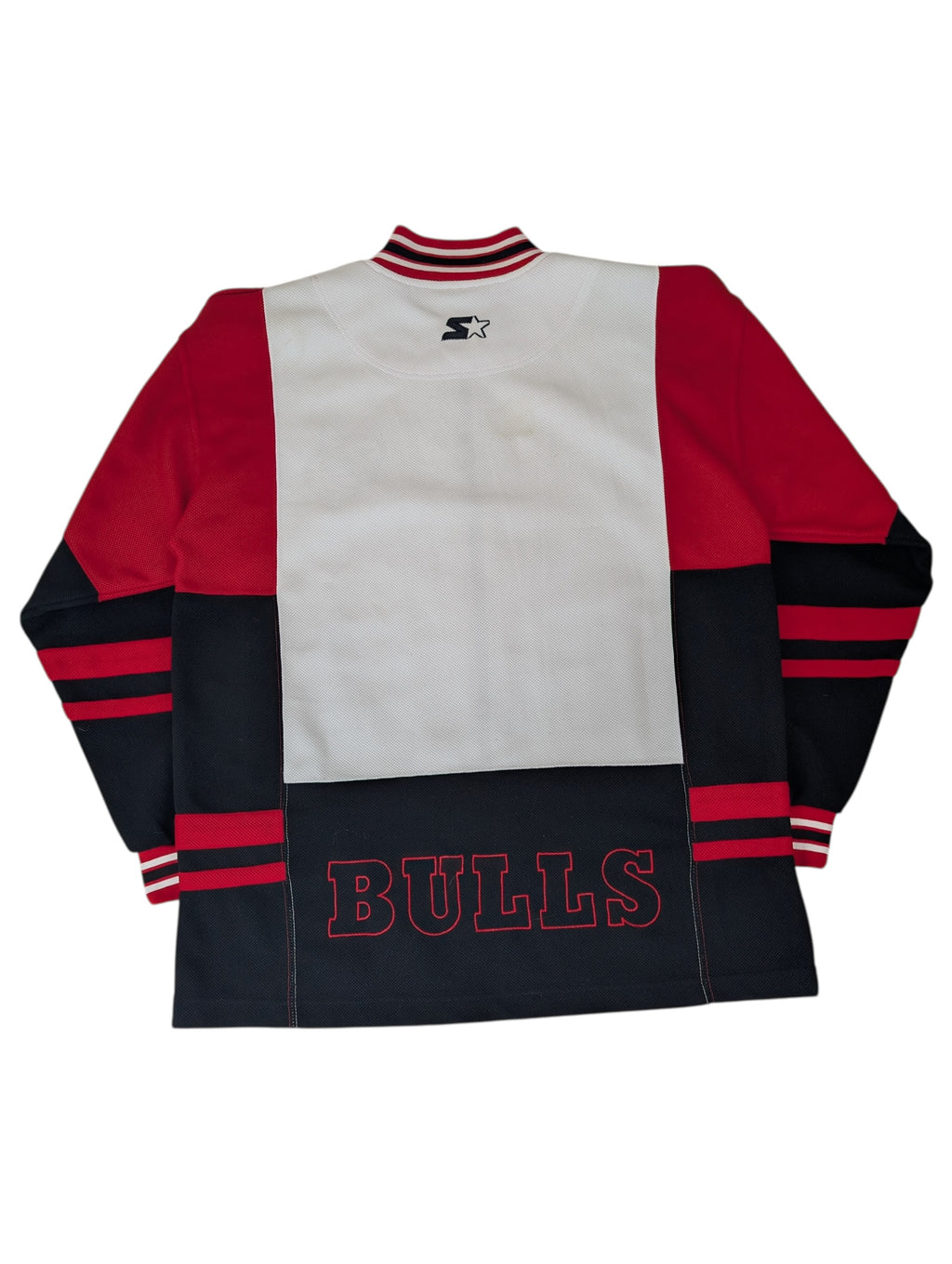 Vintage 90s Chicago Bulls Rare Michael Jordan Warm Up Starter Zip Up Shirt Sweatshirt Shooting Jersey NBA