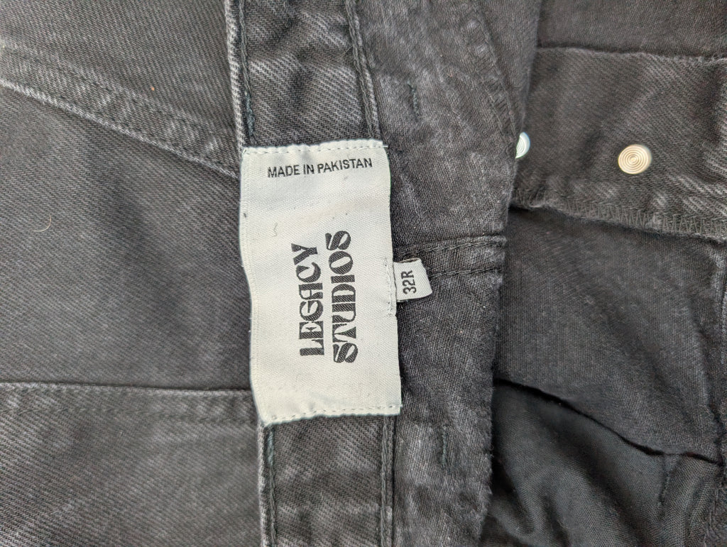 Legacy studios baggy czarne jeansy spodnie jeansowe dłoń retro skater pants