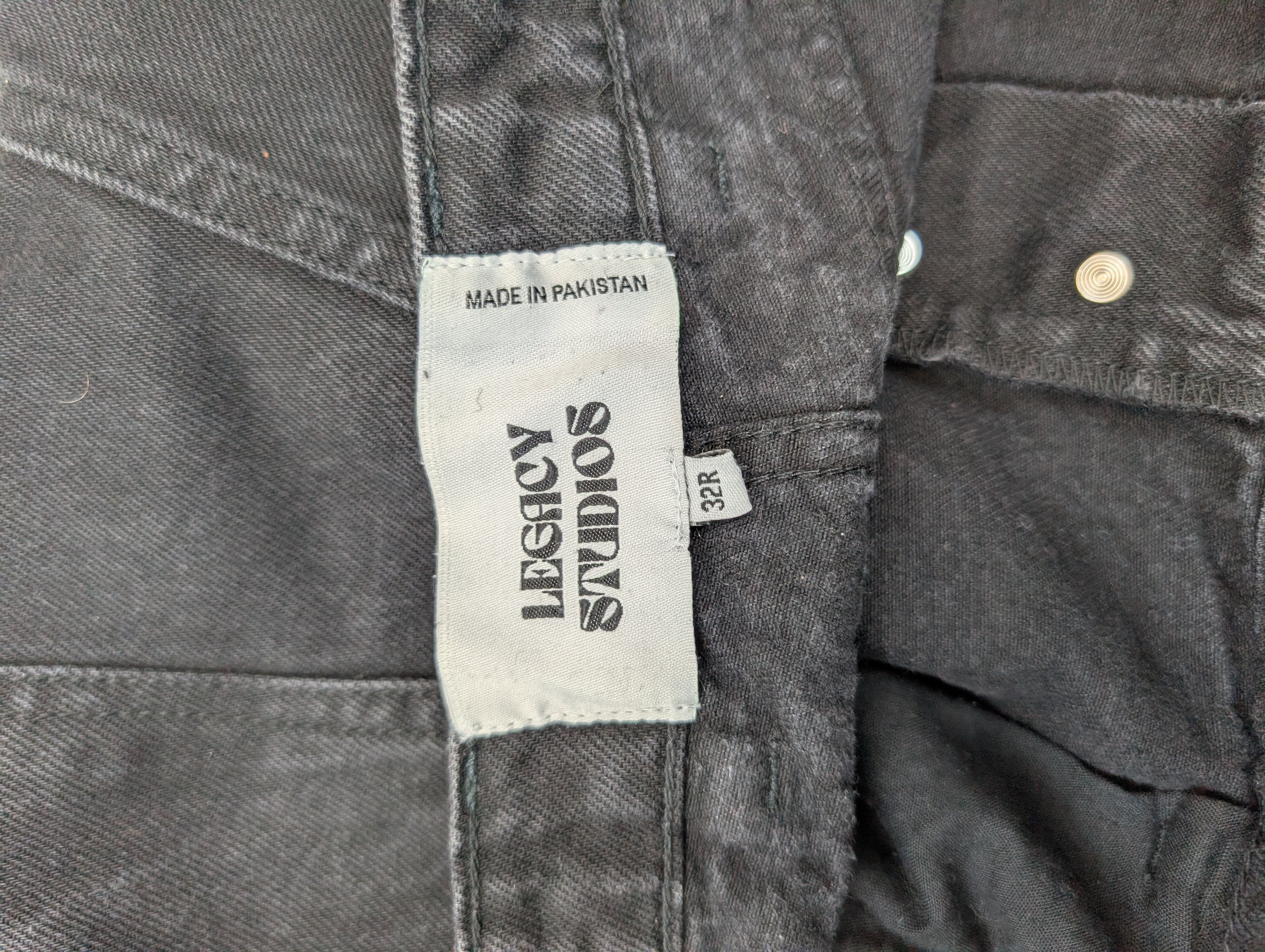 Legacy studios baggy czarne jeansy spodnie jeansowe dłoń retro skater pants
