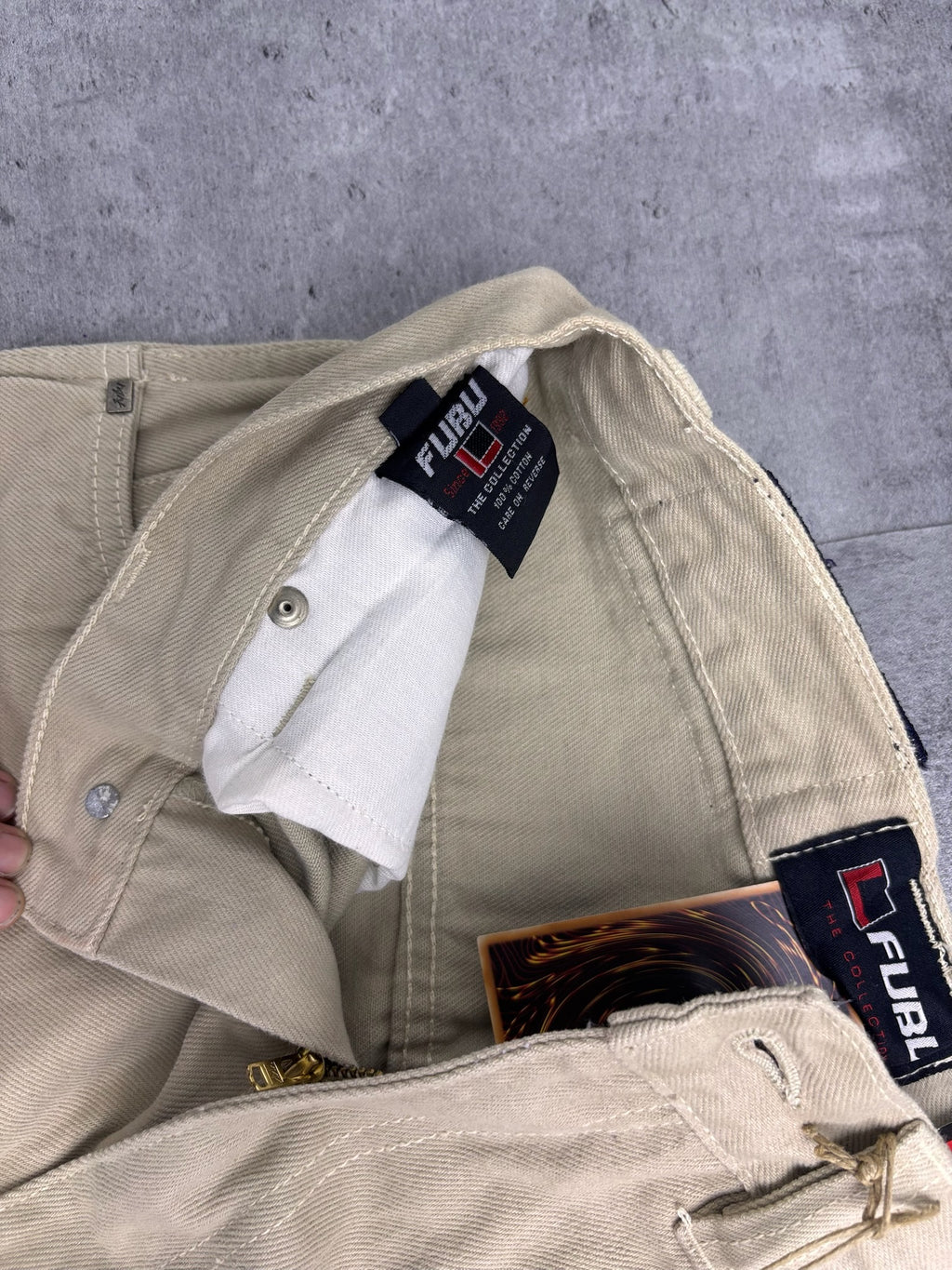 FUBU Y2K Carpenter Pants Jeans Beige Baggy Spodnie Skater 00s Workwear