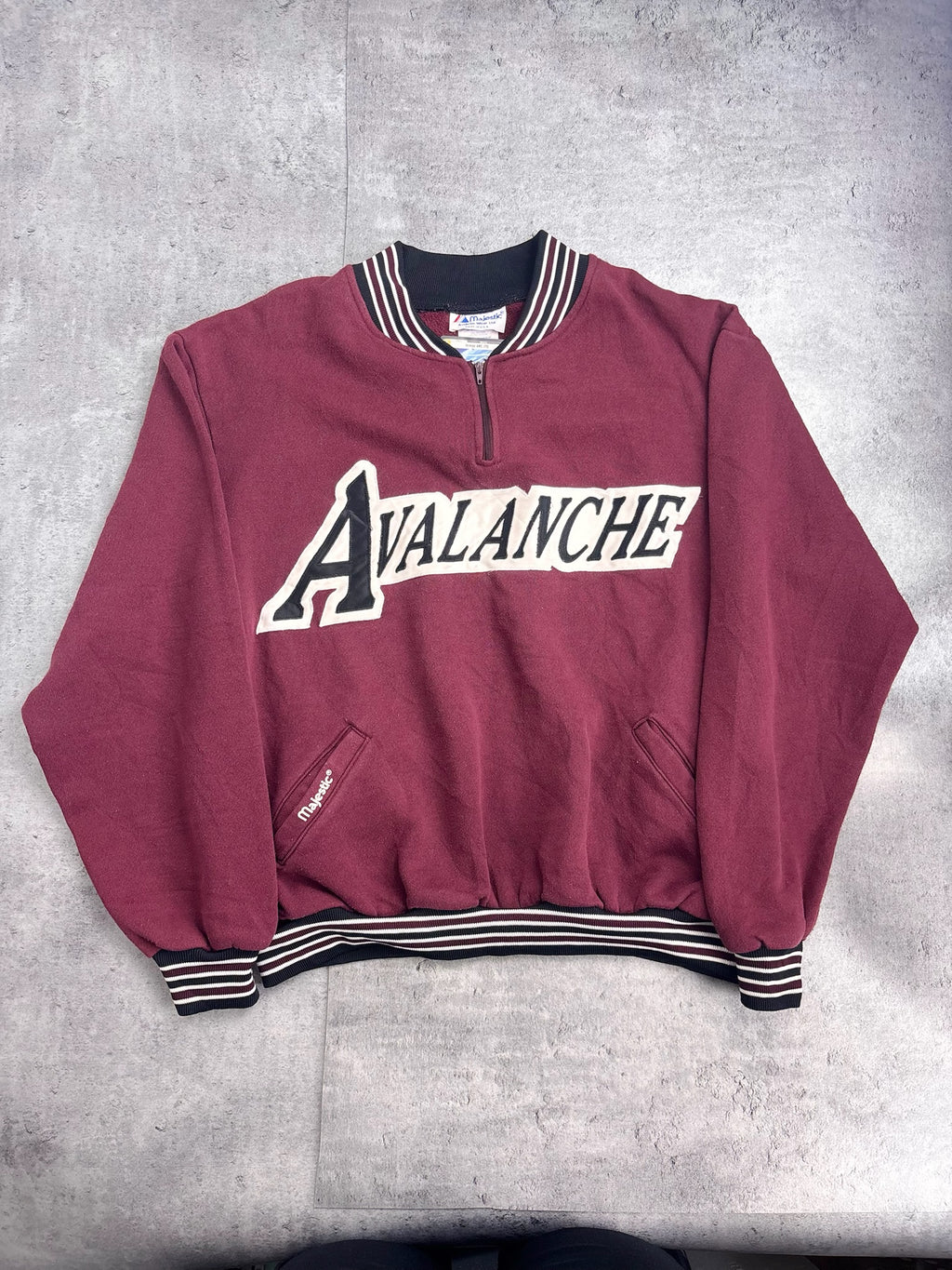 Rare 90s Made in USA Colorado Avalanche NHL Hockey 1/4 Zip Up Sweatshirt