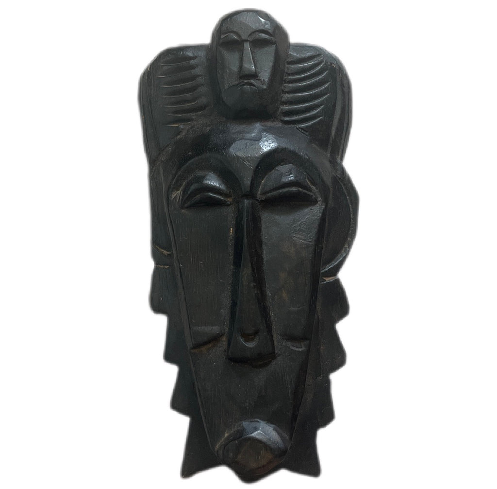 Drewniana afrykańska maska plemienna ręcznie rzeźbiona African Tribal Mask Hand Carved Wood Vintage