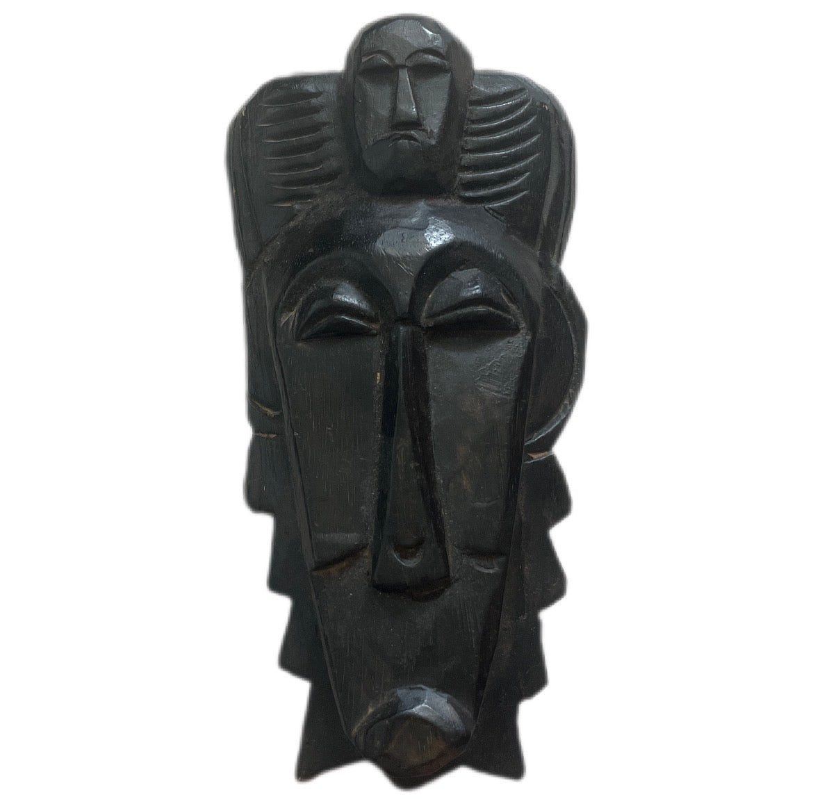 Drewniana afrykańska maska plemienna ręcznie rzeźbiona African Tribal Mask Hand Carved Wood Vintage