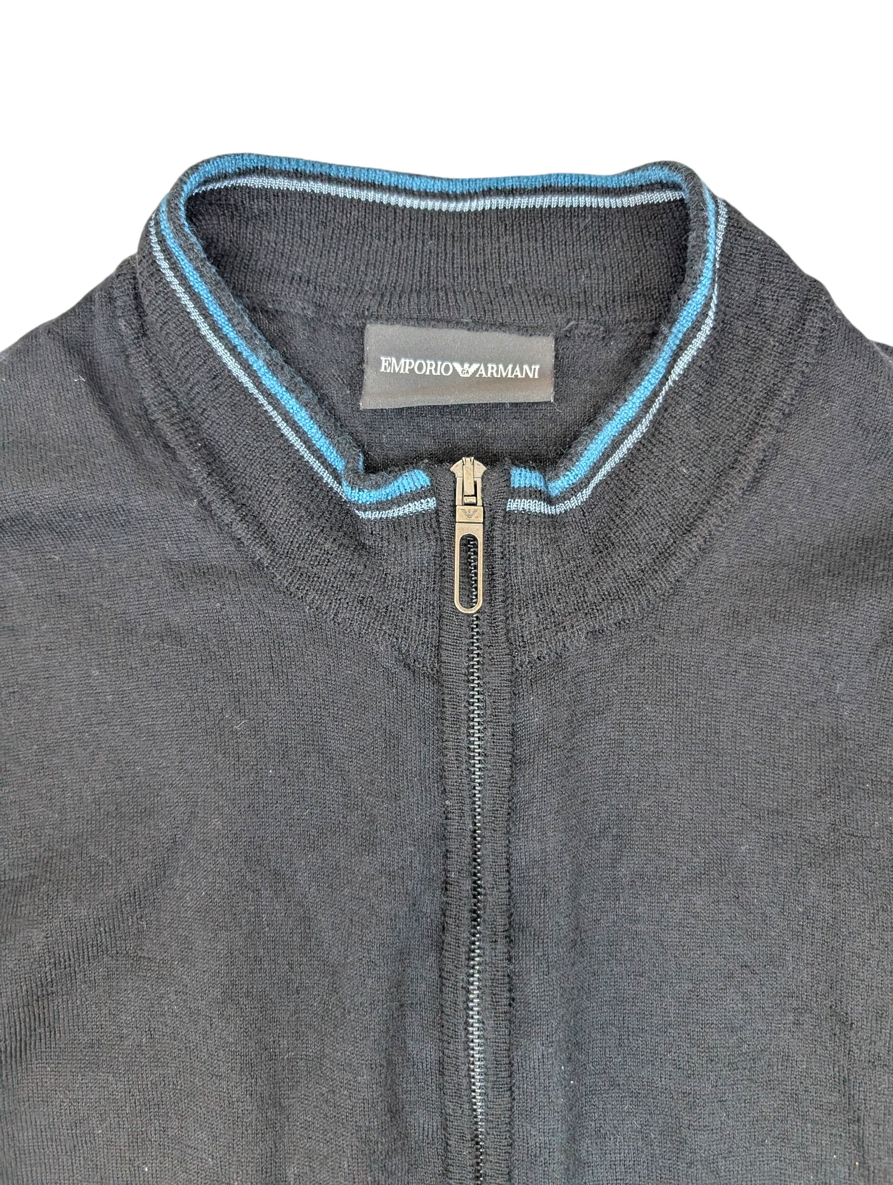 Emporio Armani Virgin Wool Old Money Preppy Rozpinany Wełniany Sweter Luksusowy
