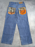 Raw Blue Dollar Sign Graphic Baggy Y2K Vintage Jeans Loose Fit HipHop RARE