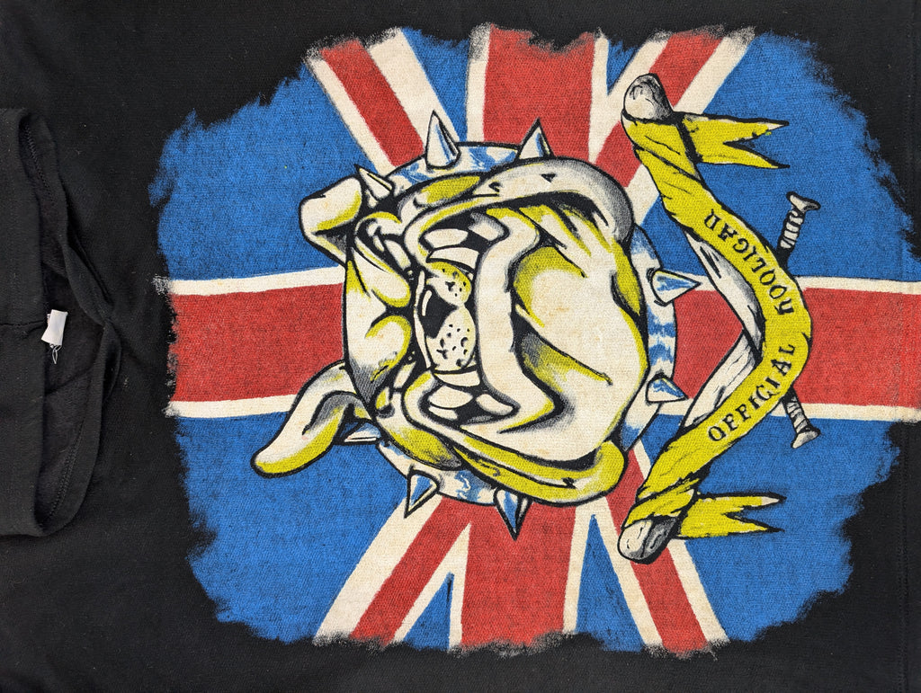 RARE Hooligans Vintage 90s Bluza z Kapturem z grafiką english bulldog angielski piłkarska