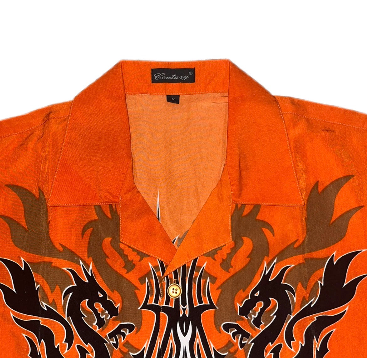 Y2K 2000s Dragon Tribal Button Up Shirt Fullprint koszula ze smokiem oldschool tattoo style Trailer Park Boys Ricky