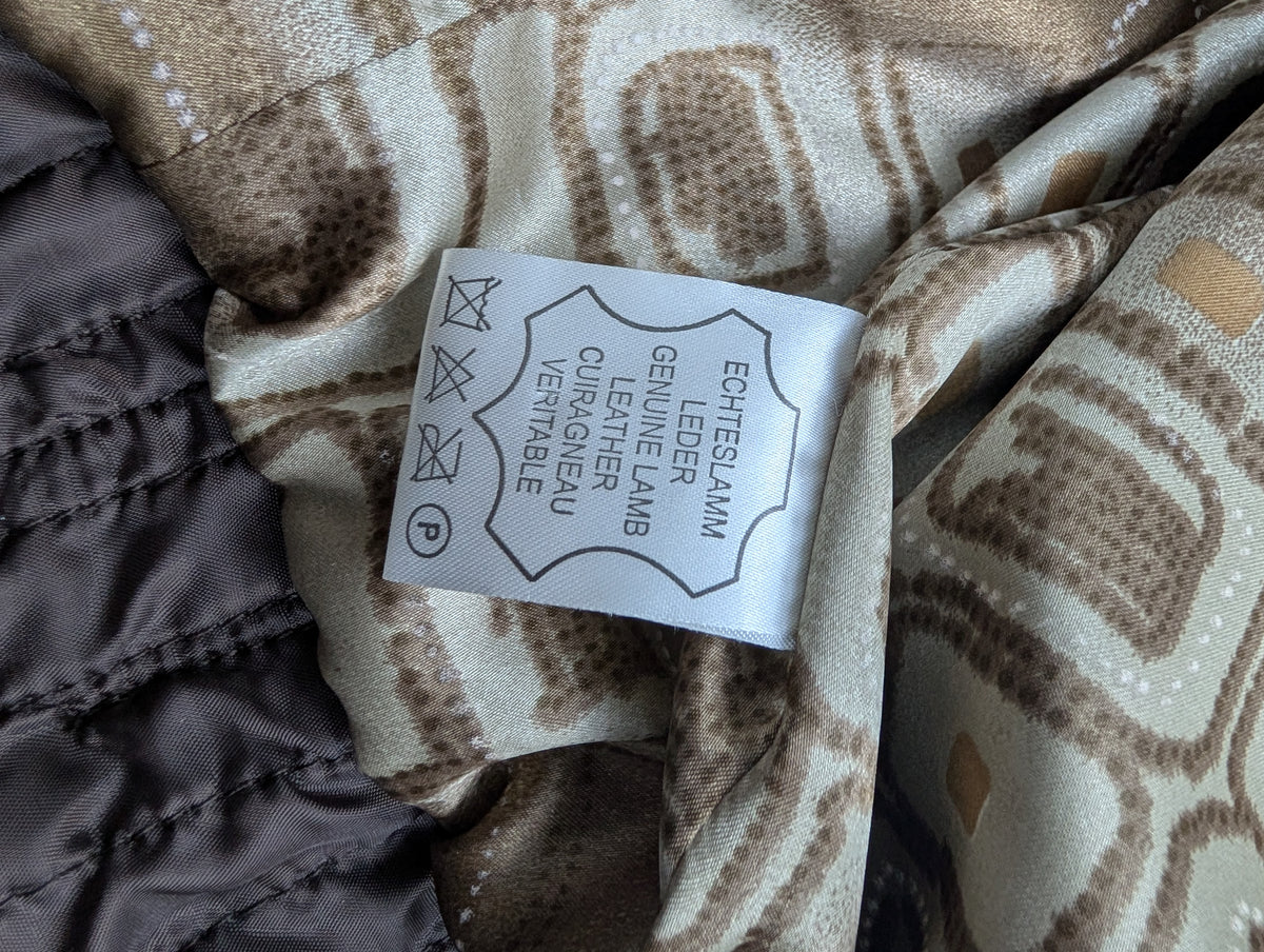 Lamb Leather Jacket Kurtka Skórzana z Jagnięcej Skóry z Zamszowymi Pasami i Satynową Podszewką Vintage 90s