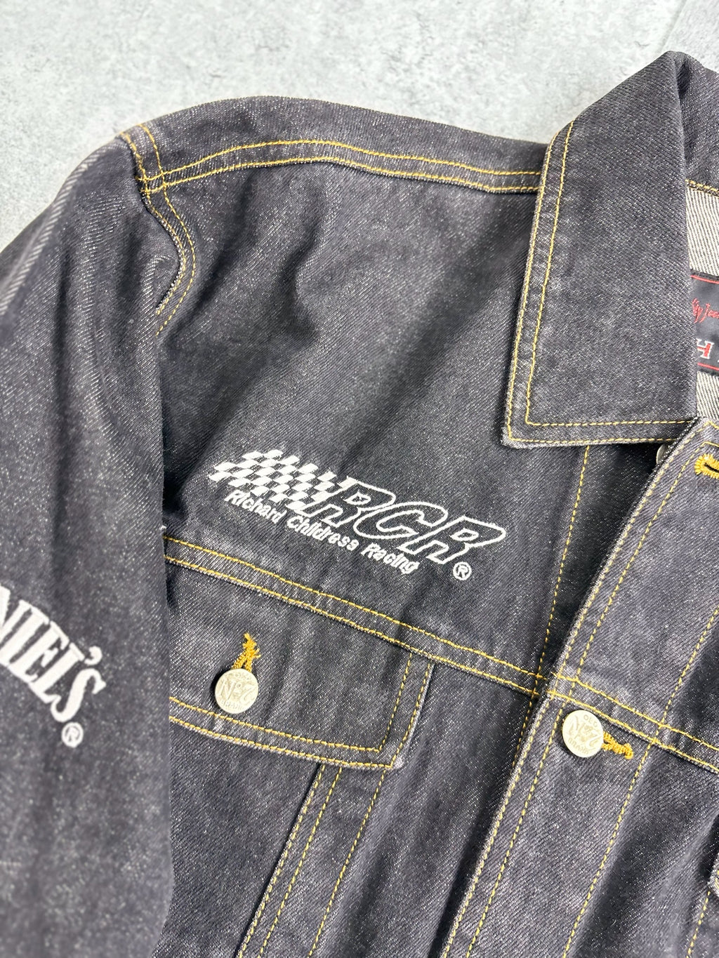 Jack Daniel’s 07 Racing Trucker Denim Jacket JH Design Vintage Kurtka Jeansowa 2000s y2k