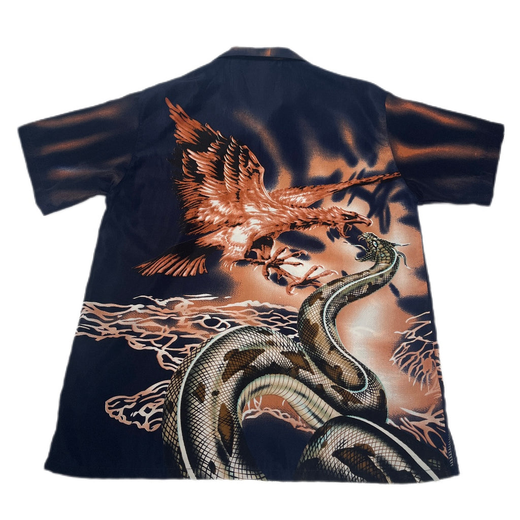 Y2K Shirt Button Up Dragon Snake Fenix Japan Style fullprint koszula ze smokiem i wężem Fuhua