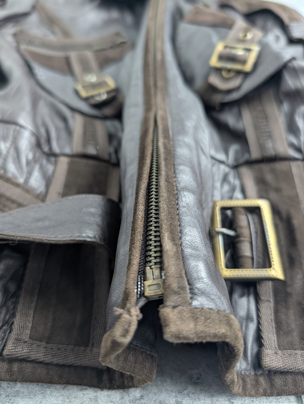 Lamb Leather Jacket Kurtka Skórzana z Jagnięcej Skóry z Zamszowymi Pasami i Satynową Podszewką Vintage 90s