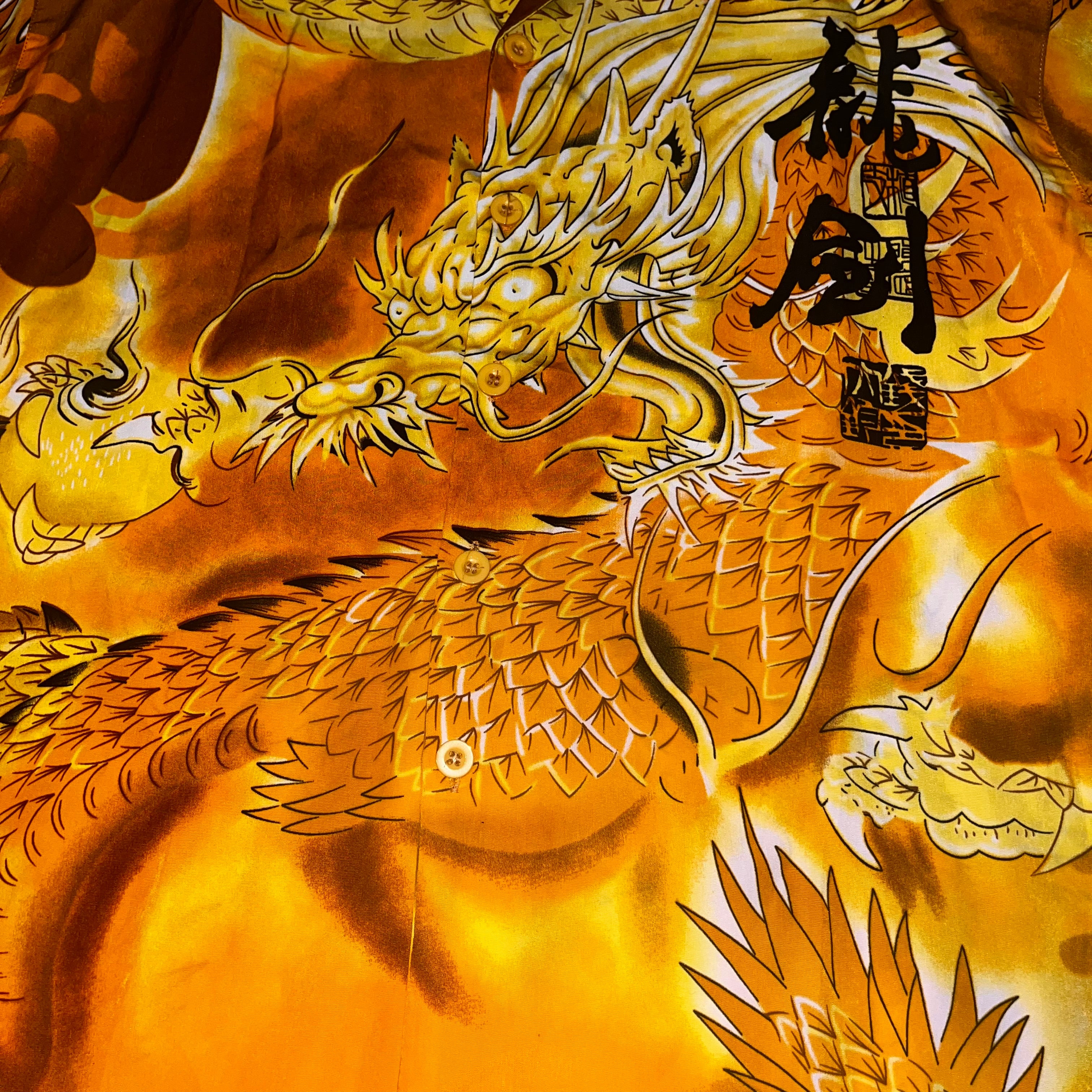 Y2k japan style fullprint Koszula ze smokiem button up Dragon Shirt