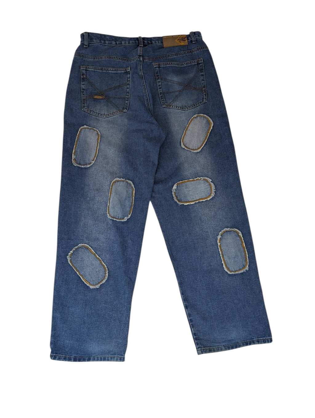 Akademiks y2k vintage baggy skater spodnie jeansy jeansowe patchwork