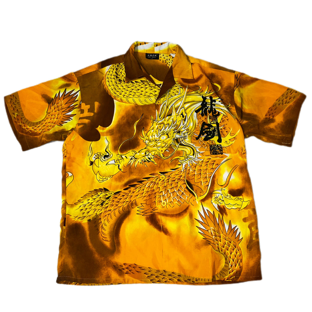 Y2k japan style fullprint Koszula ze smokiem button up Dragon Shirt