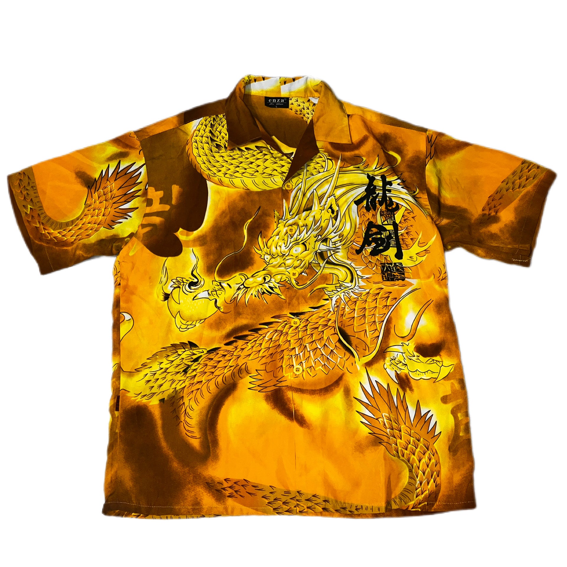 Y2k japan style fullprint Koszula ze smokiem button up Dragon Shirt