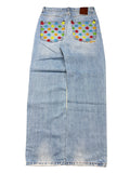 2000S Red Rum jeans baggy swag nadruki
