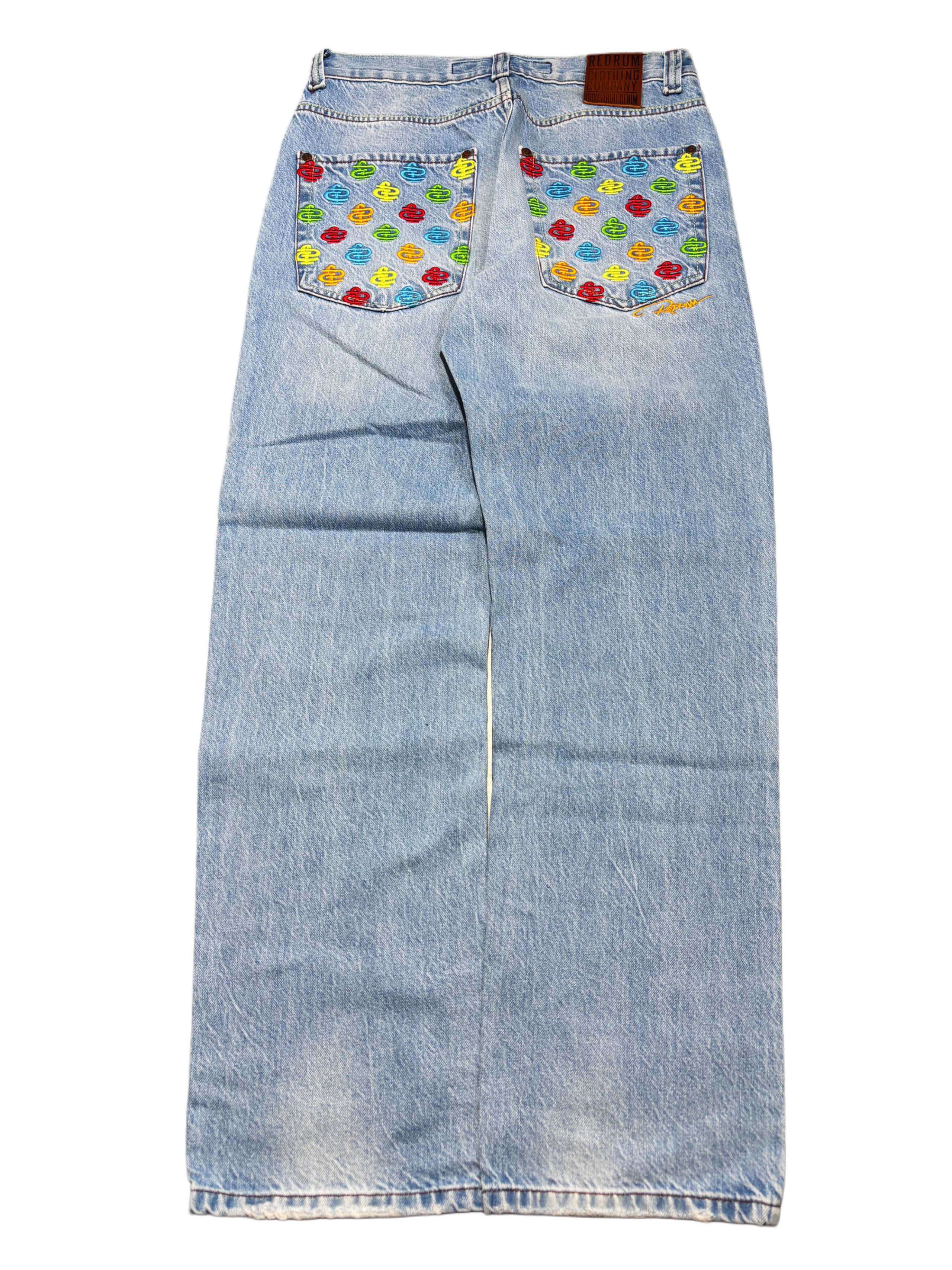 2000S Red Rum jeans baggy swag nadruki