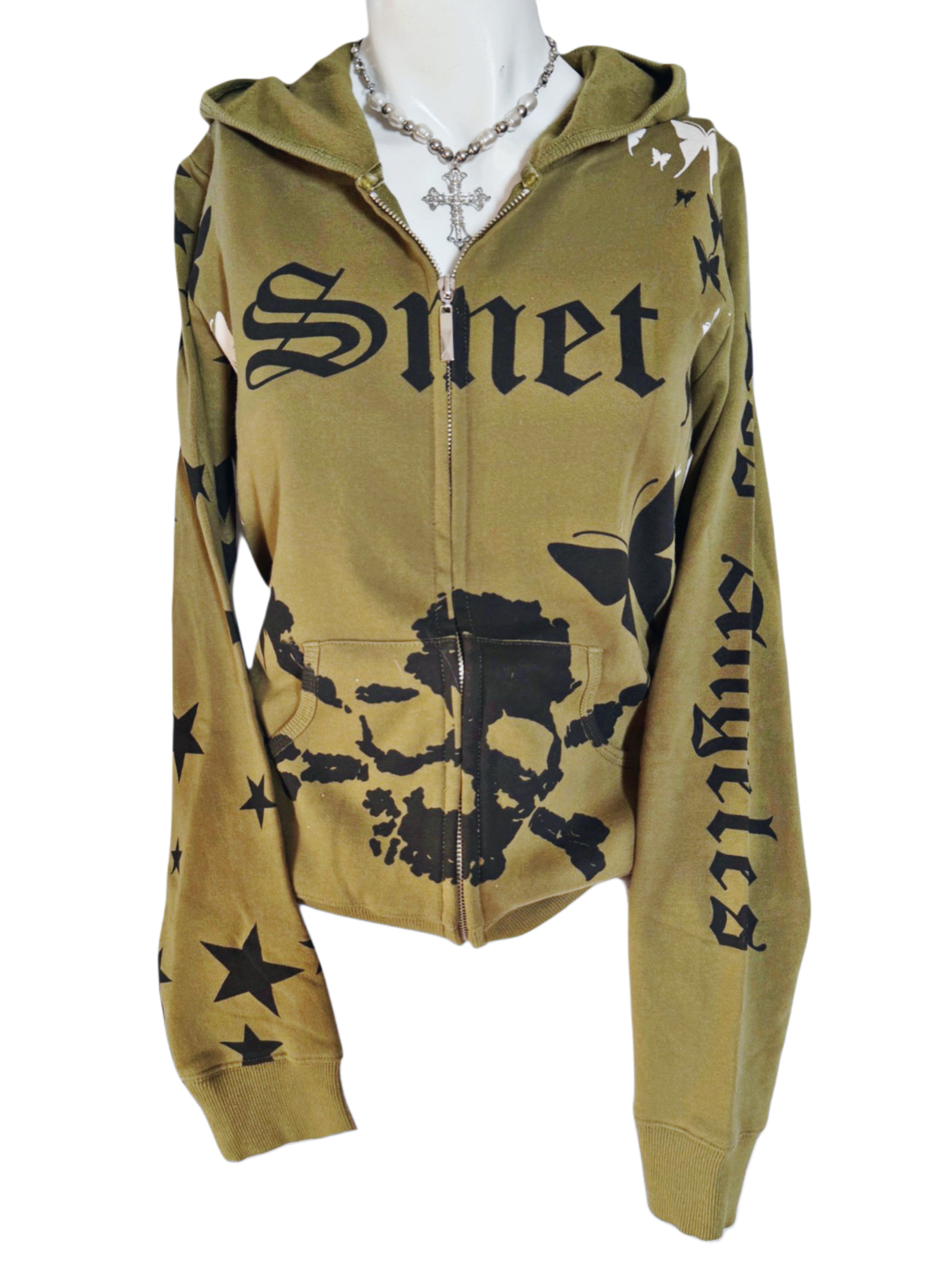 2000s Smet by Christian Audigier zip up skull hoodie swag new