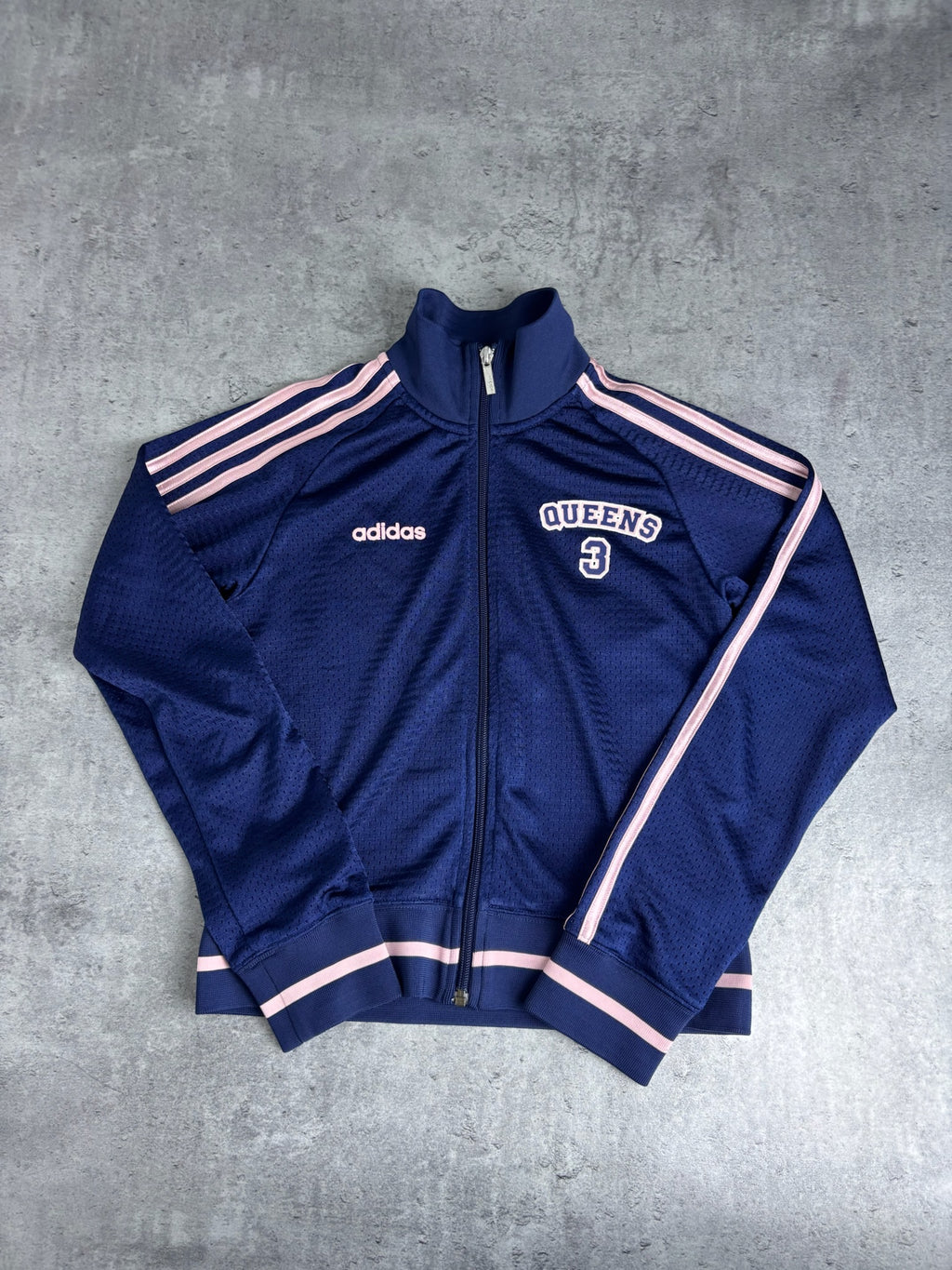 2004 Adidas Queens Vintage Tracksuit Jacket Jersey Mesh