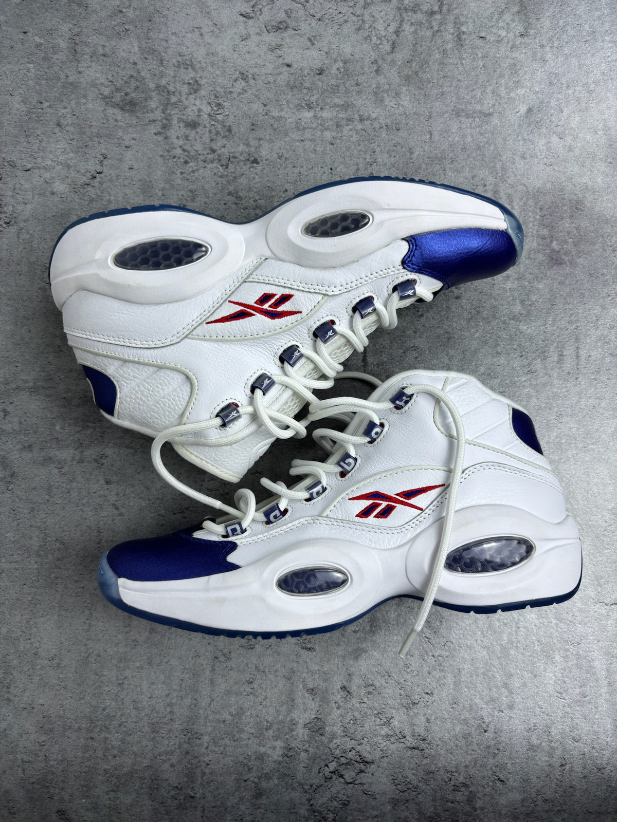 REEBOK QUESTION MID BLUE TOE SNEAKERS ALLEN IVERSON