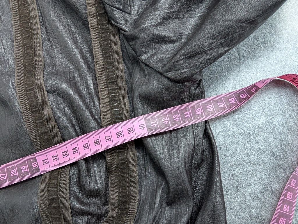 Lamb Leather Jacket Kurtka Skórzana z Jagnięcej Skóry z Zamszowymi Pasami i Satynową Podszewką Vintage 90s