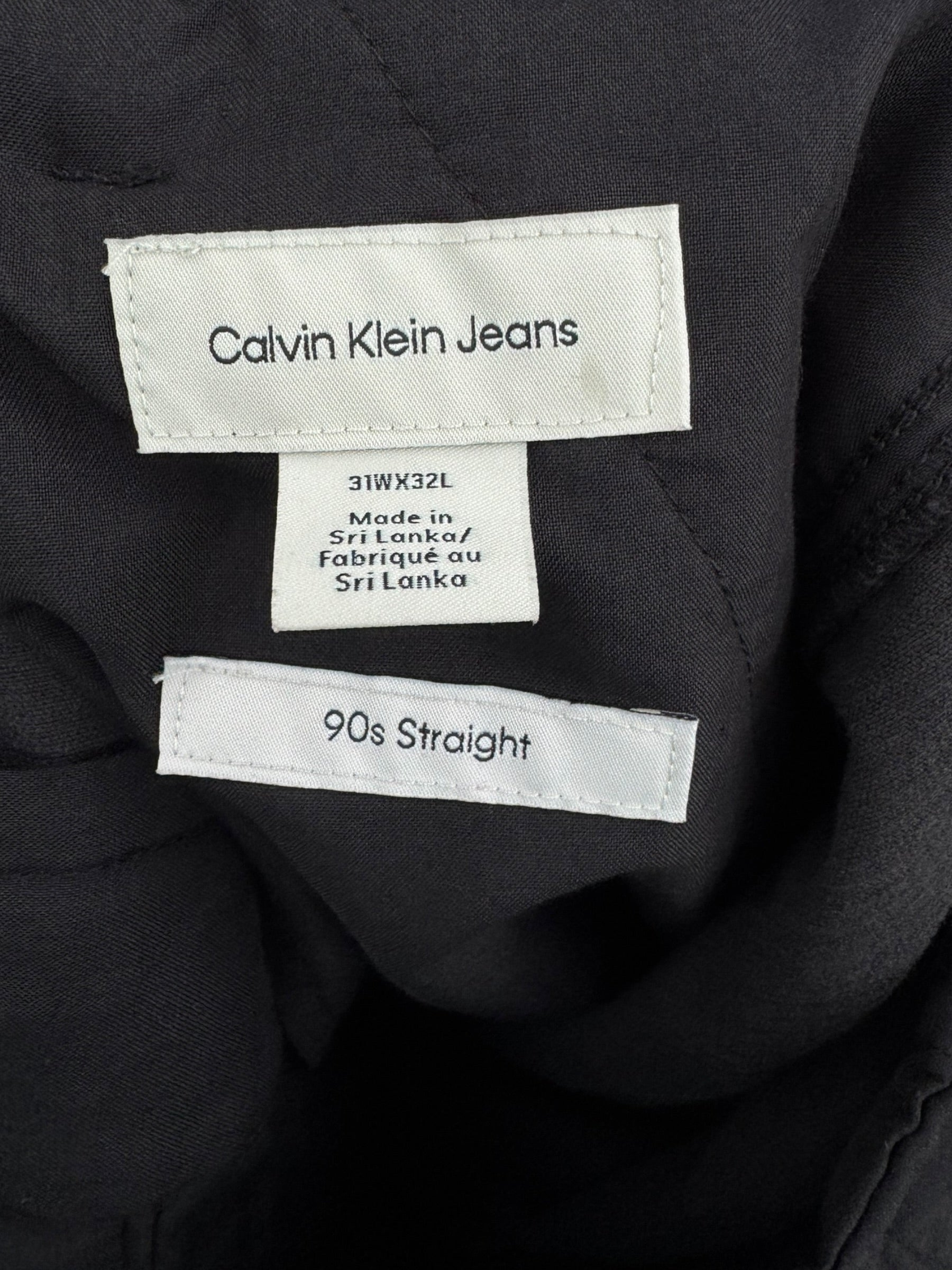 Calvin Klein 90s Straight Spodnie Sztruksowe Czarne Proste Szerokie Eleganckie