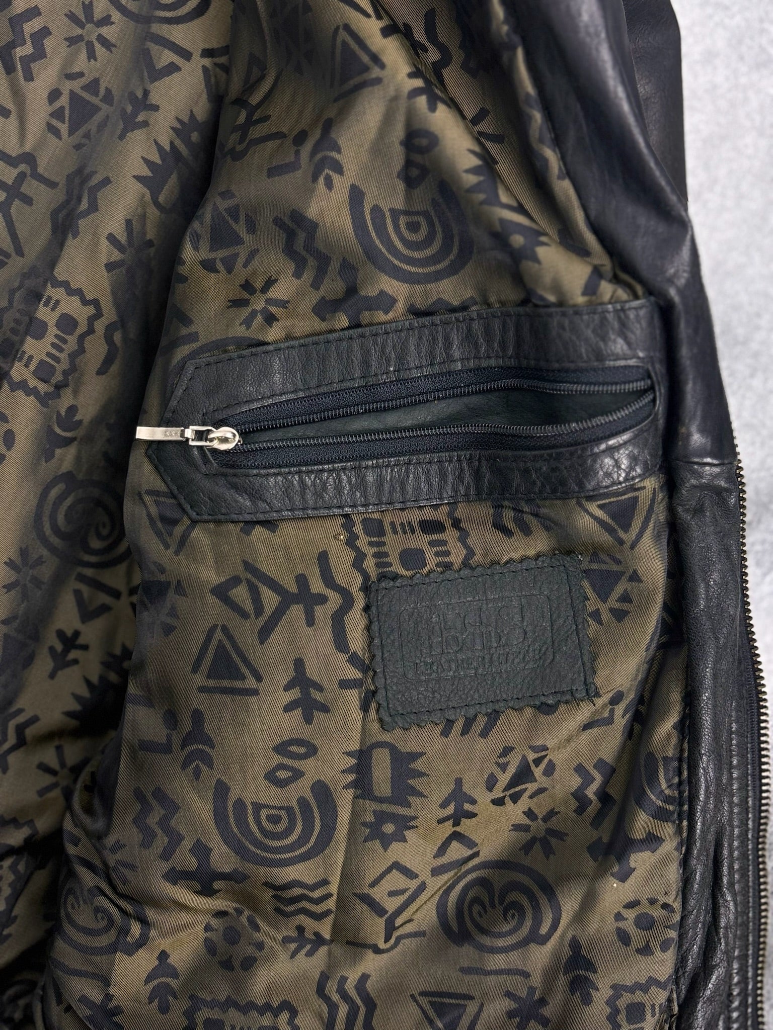 90s Leather Bomber Jacket Flight Skórzana Kurtka Naturalna Rozpinana