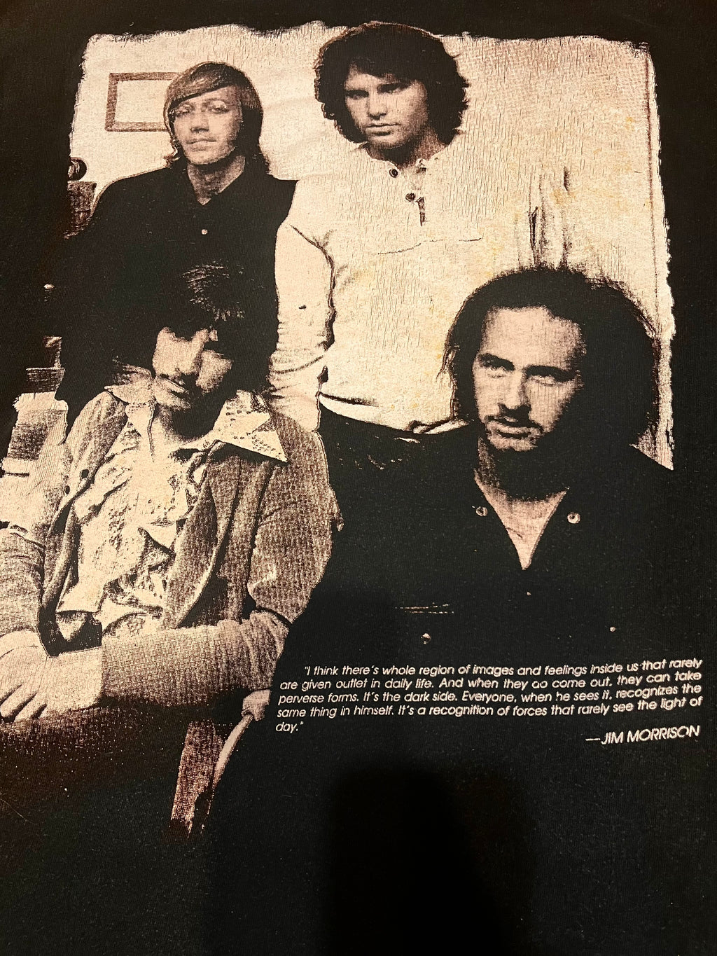 1990s The Doors Jim Morrison hoodie bluza z kapturem z dwustronnym nadrukiem i cytatem