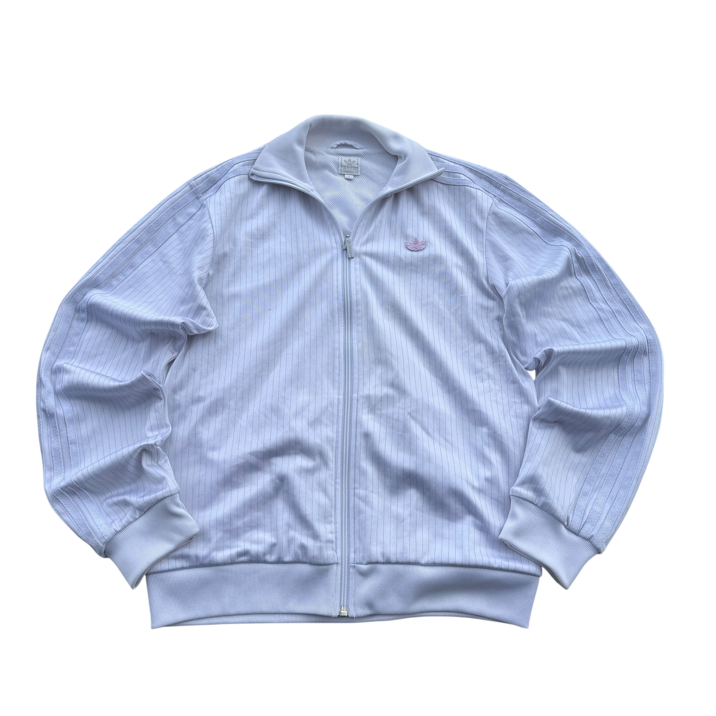 Adidas 2008 White Stripped Tracksuit Jacket bluza dresowa vintage y2k rozpinana