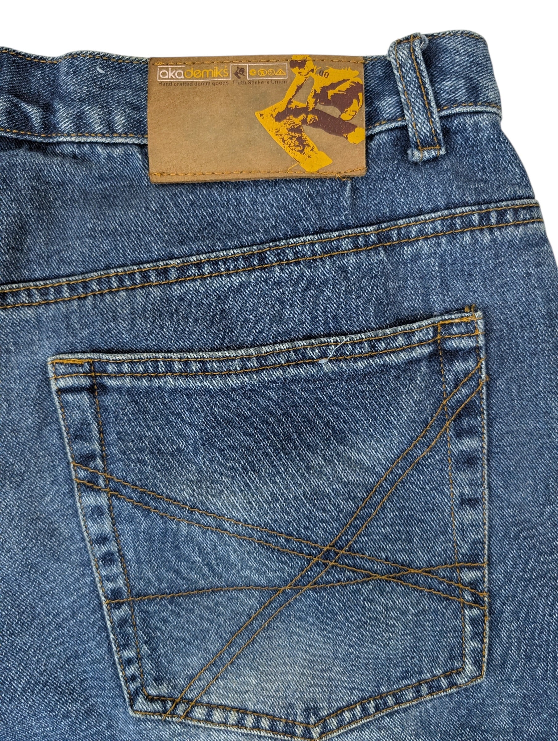 Akademiks y2k vintage baggy skater spodnie jeansy jeansowe patchwork