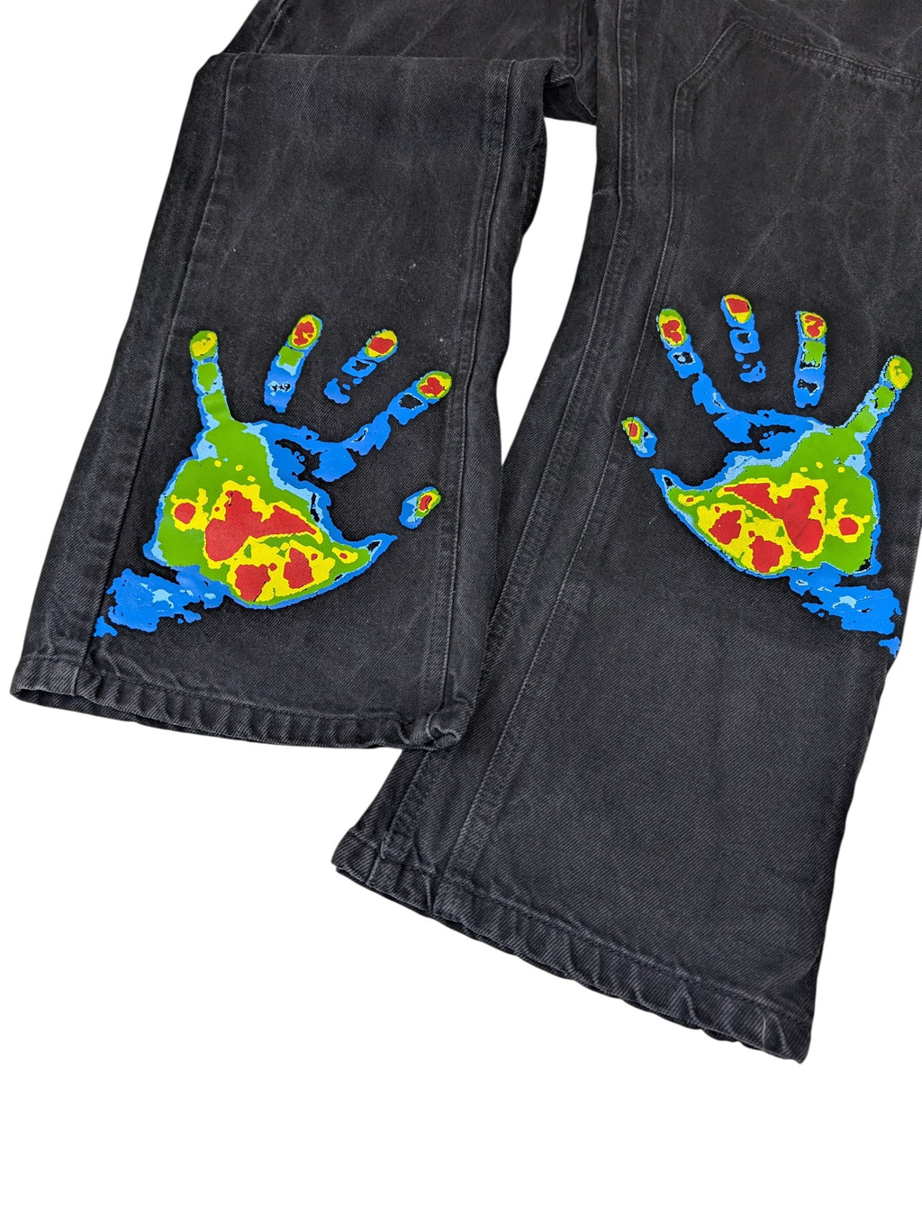 Legacy studios baggy czarne jeansy spodnie jeansowe dłoń retro skater pants