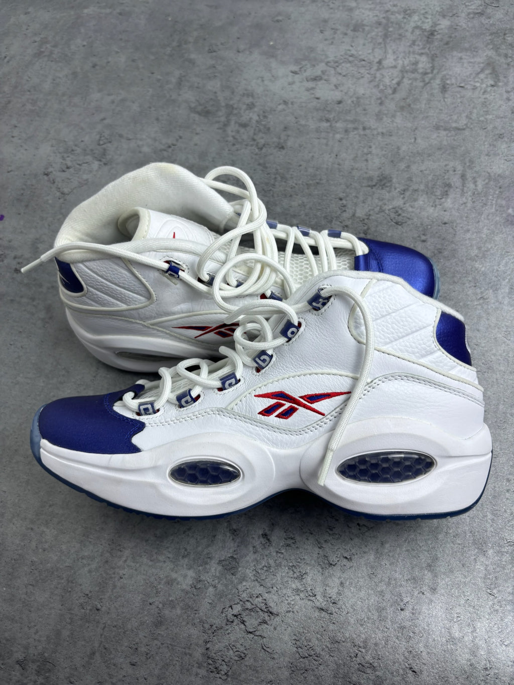 REEBOK QUESTION MID BLUE TOE SNEAKERS ALLEN IVERSON